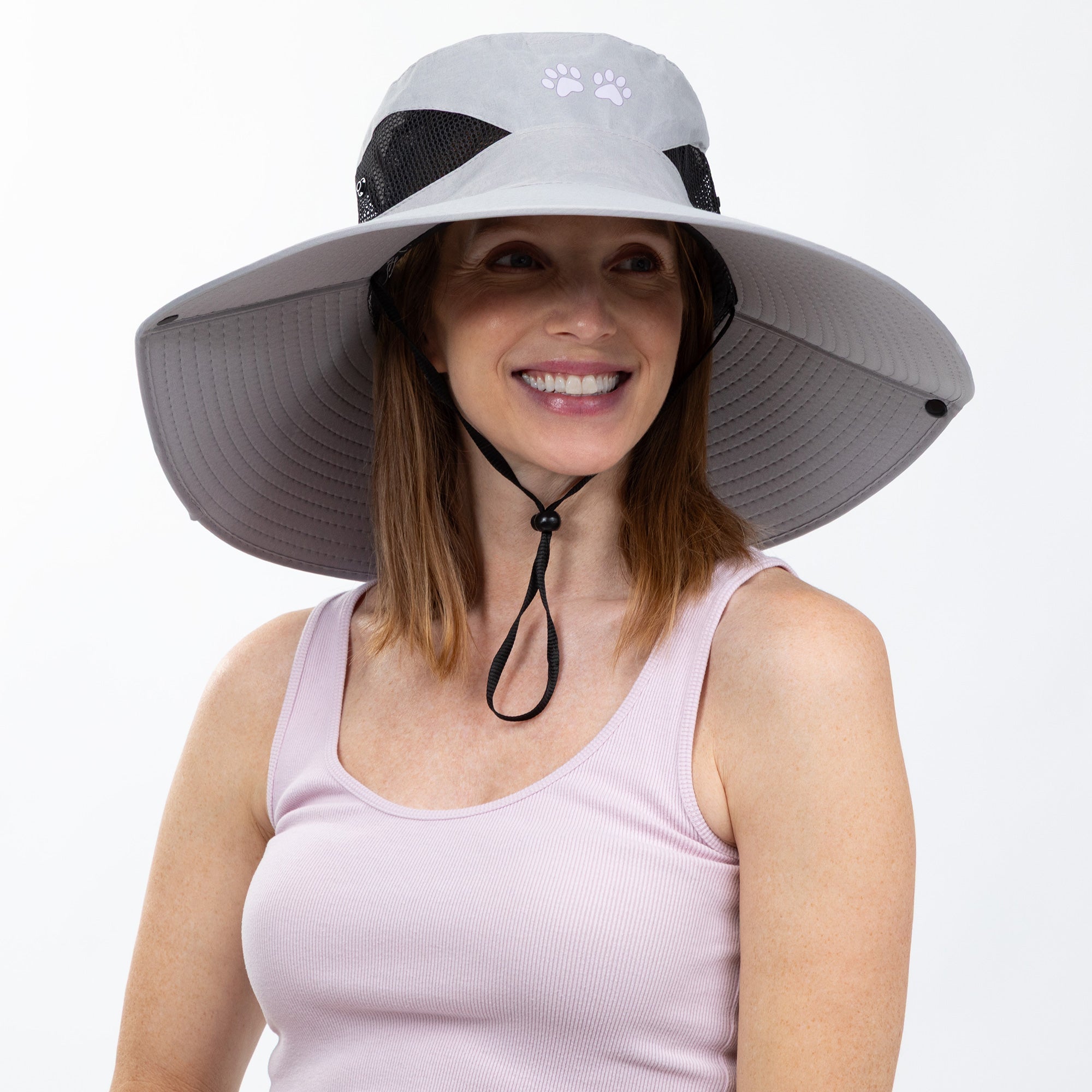 Adjustable UPF 50+ Wide Brim Paw Print Sun Hat