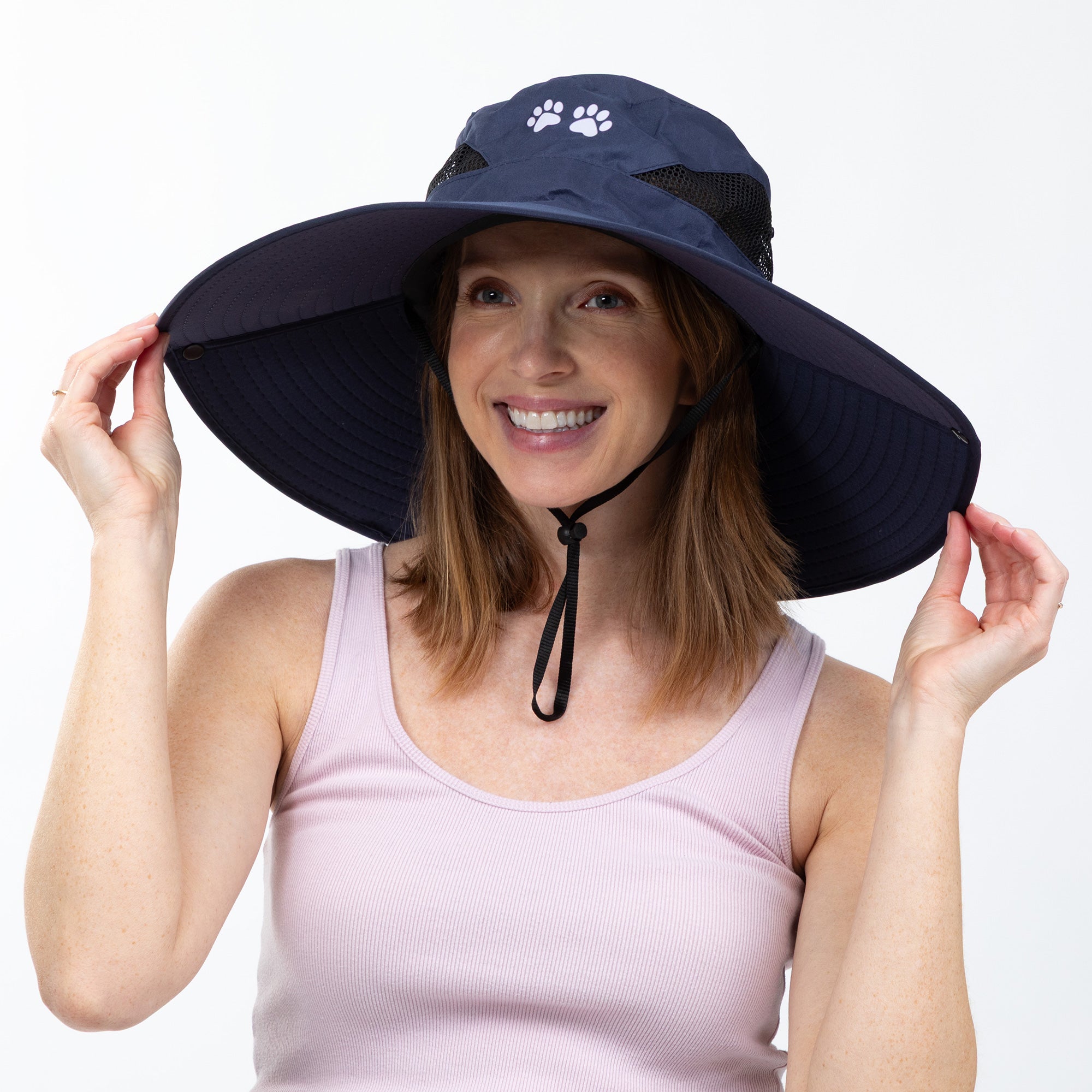 Adjustable UPF 50+ Wide Brim Paw Print Sun Hat