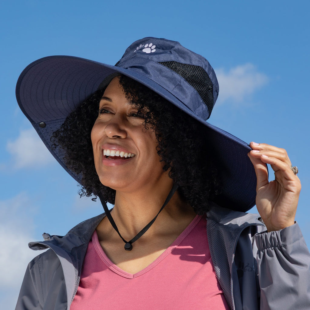 Adjustable UPF 50+ Wide Brim Paw Print Sun Hat