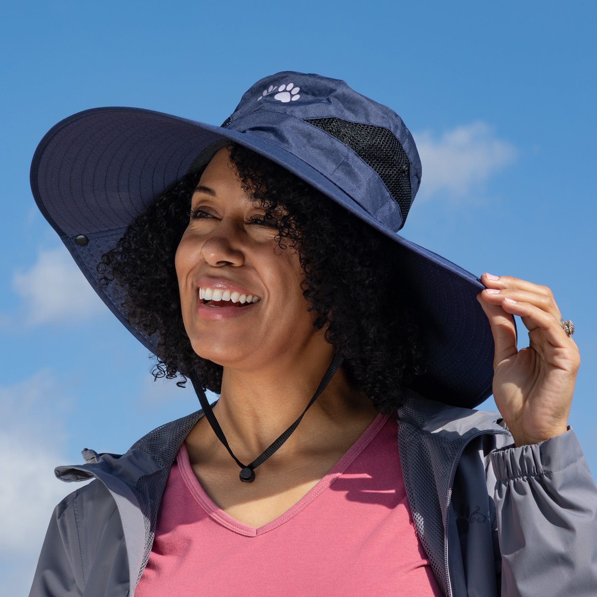 Adjustable UPF 50+ Wide Brim Paw Print Sun Hat