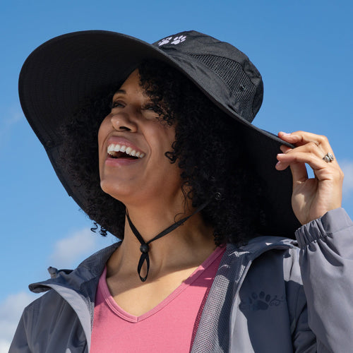 Adjustable UPF 50+ Wide Brim Paw Print Sun Hat