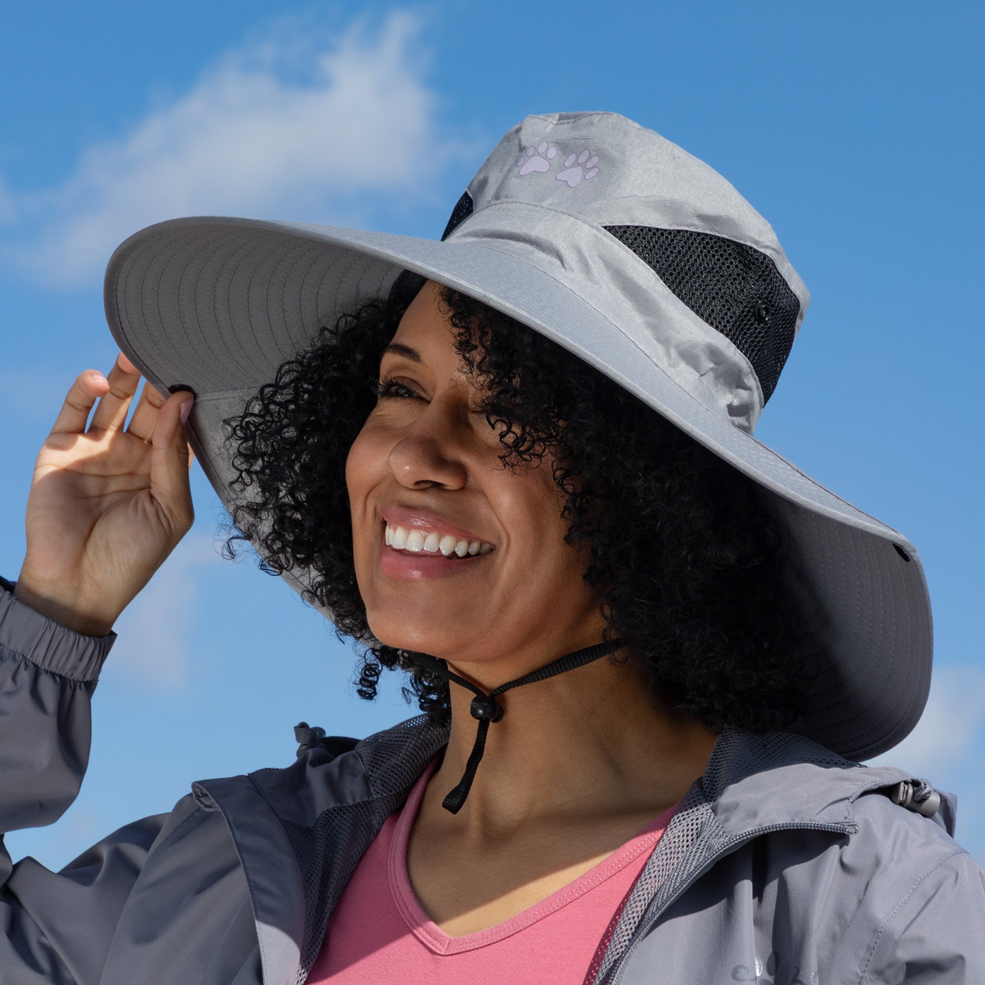 Adjustable UPF 50+ Wide Brim Paw Print Sun Hat