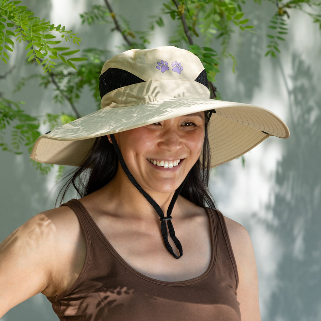 Adjustable UPF 50+ Wide Brim Paw Print Sun Hat