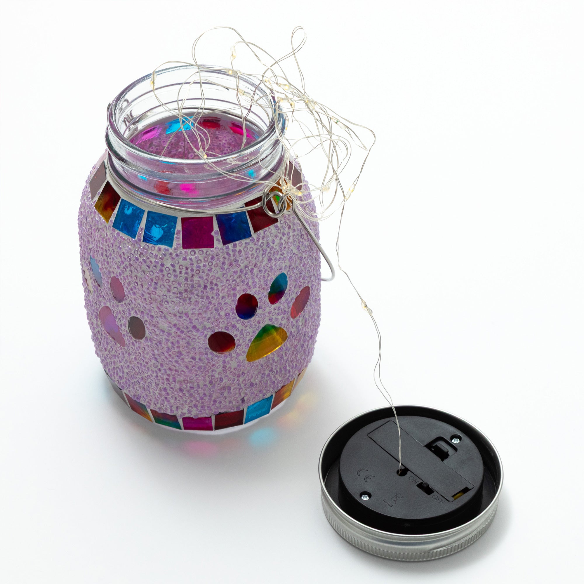 All Over Multicolor Paws Beaded Solar Lantern with Hook