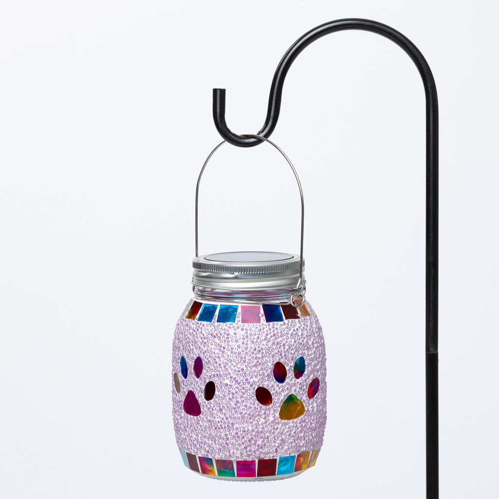 All Over Multicolor Paws Beaded Solar Lantern with Hook