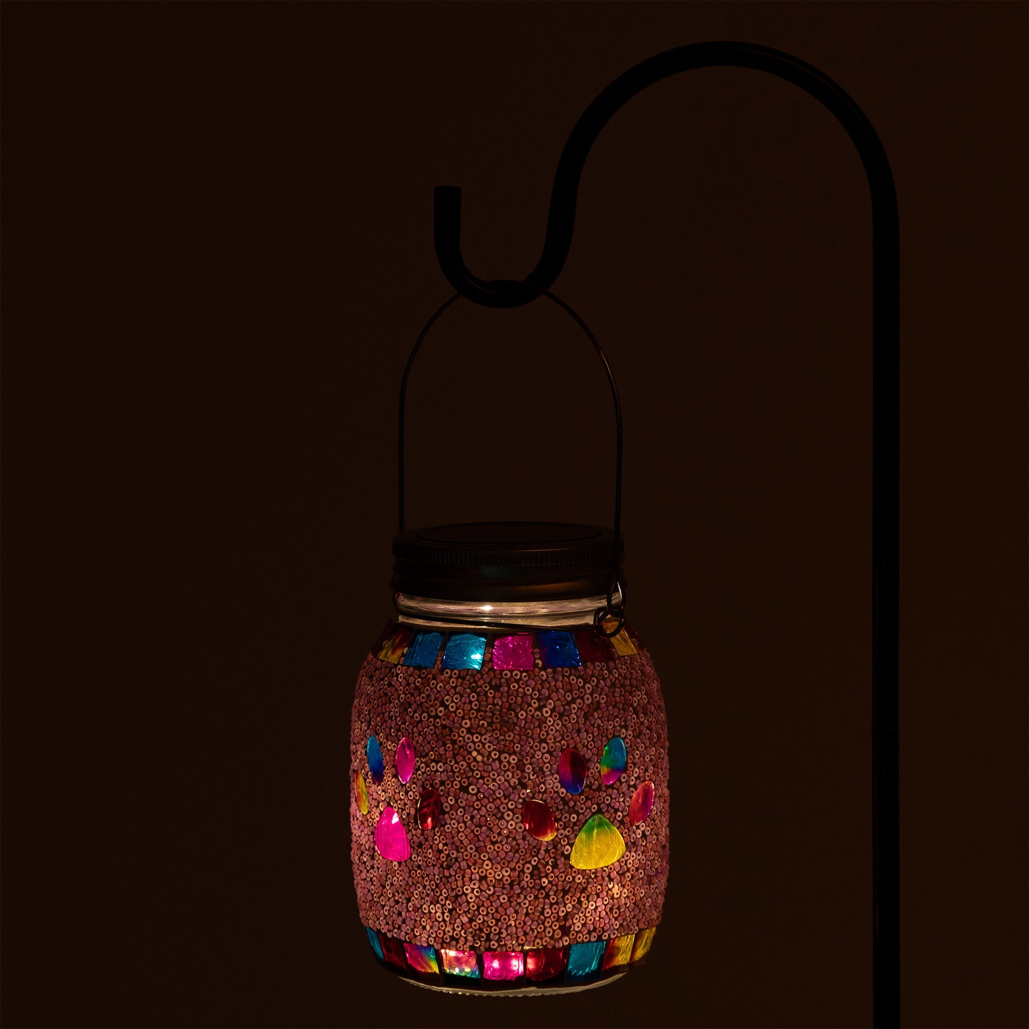All Over Multicolor Paws Beaded Solar Lantern with Hook