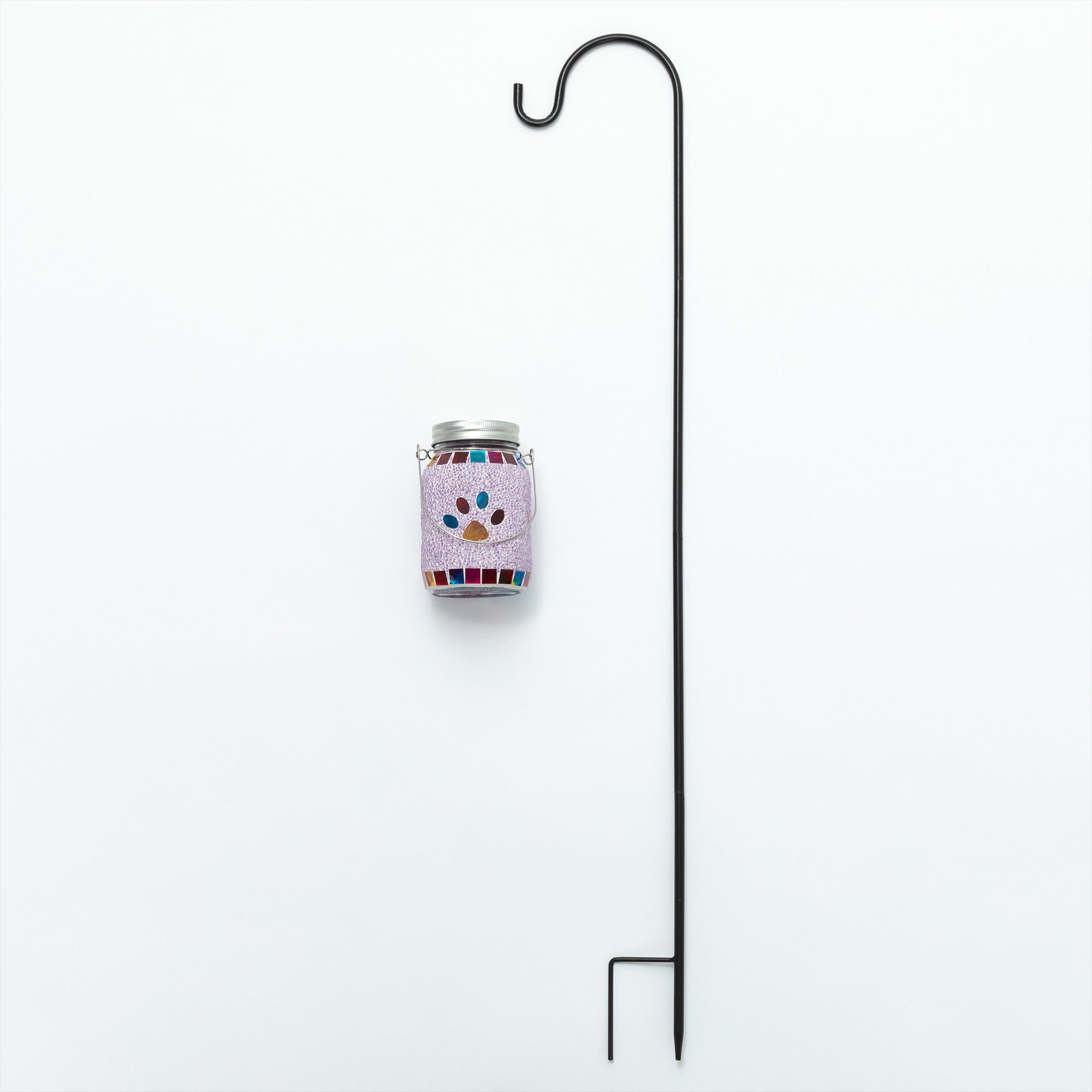All Over Multicolor Paws Beaded Solar Lantern with Hook
