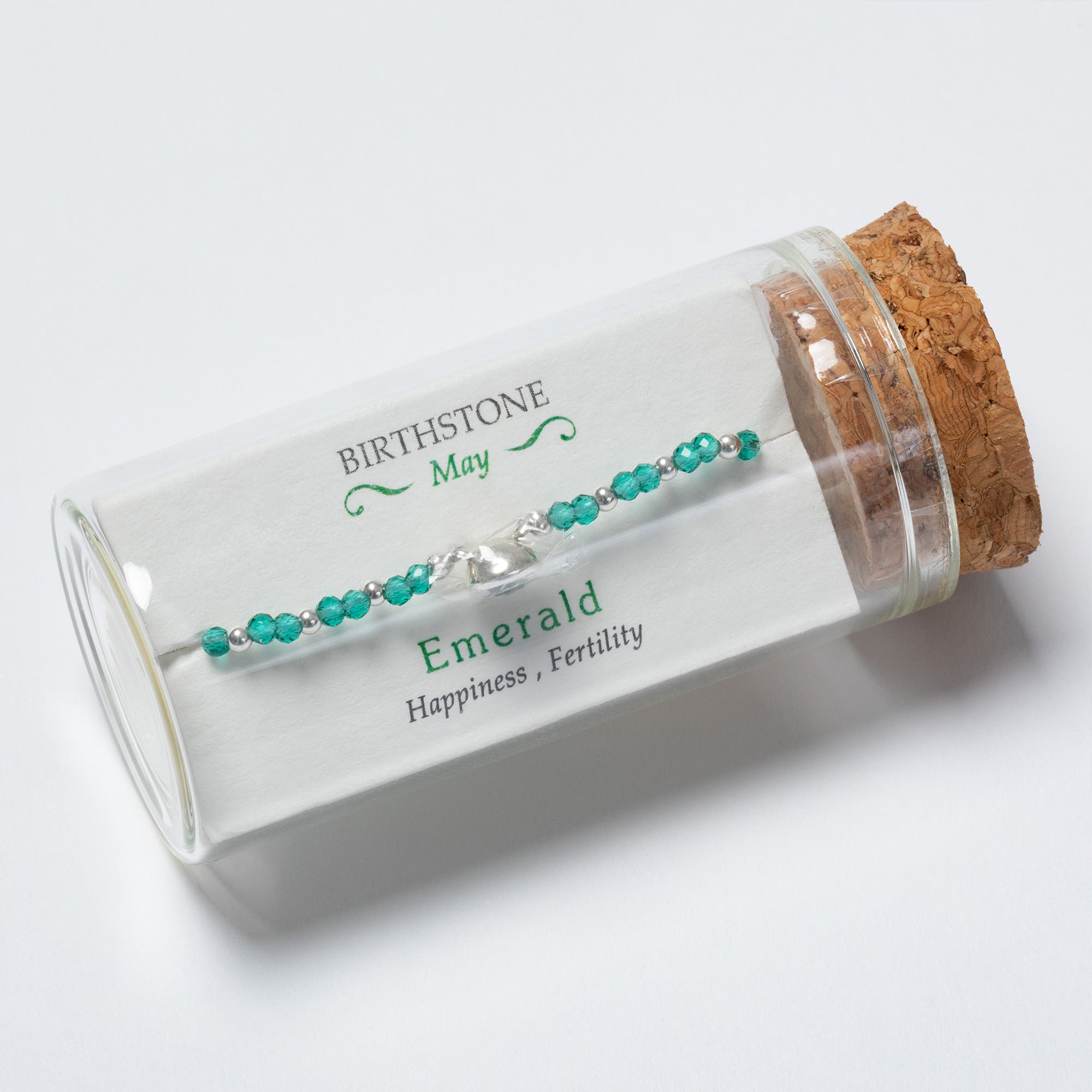 Positive Message in a Bottle Birthstone Bracelet Gift