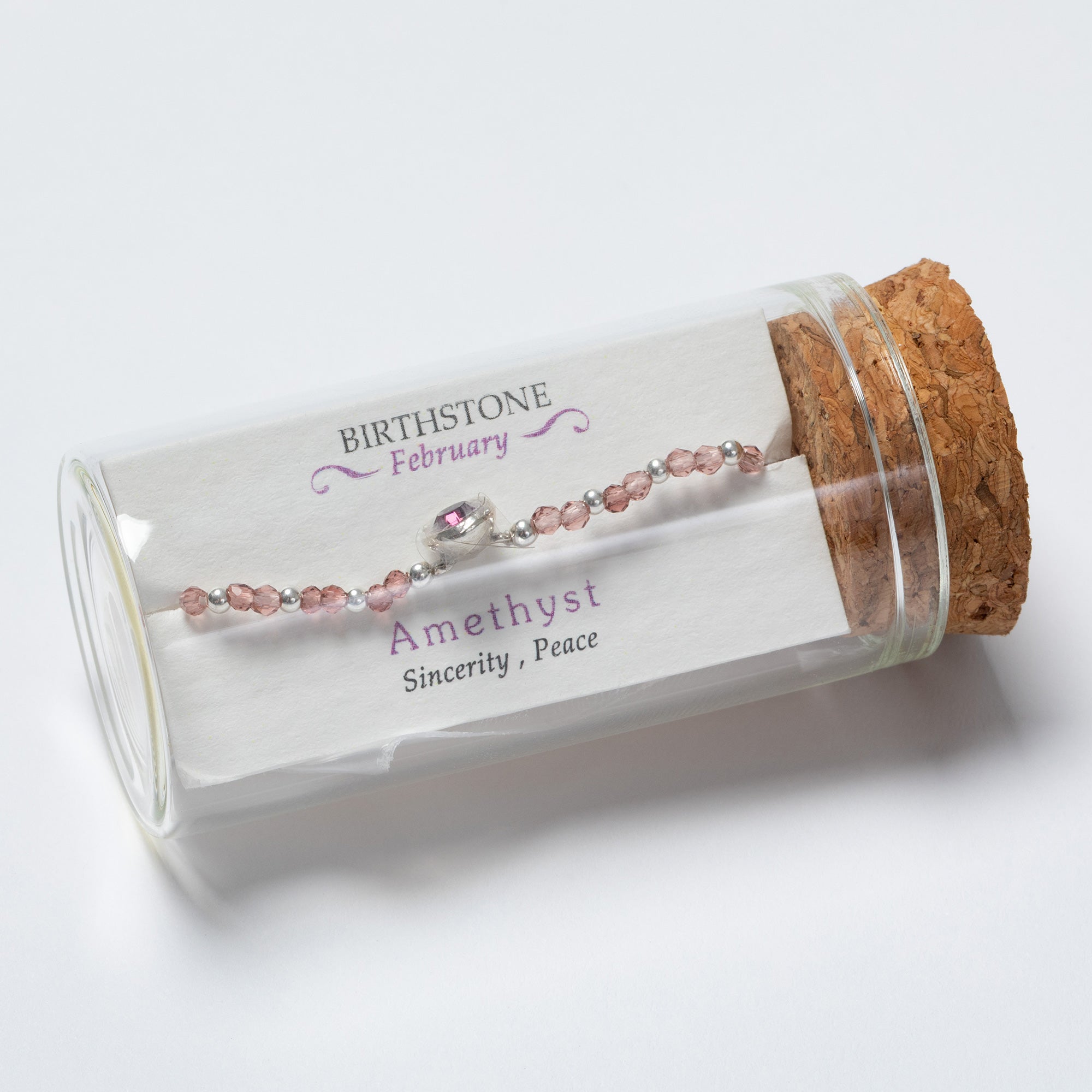 Positive Message in a Bottle Birthstone Bracelet Gift