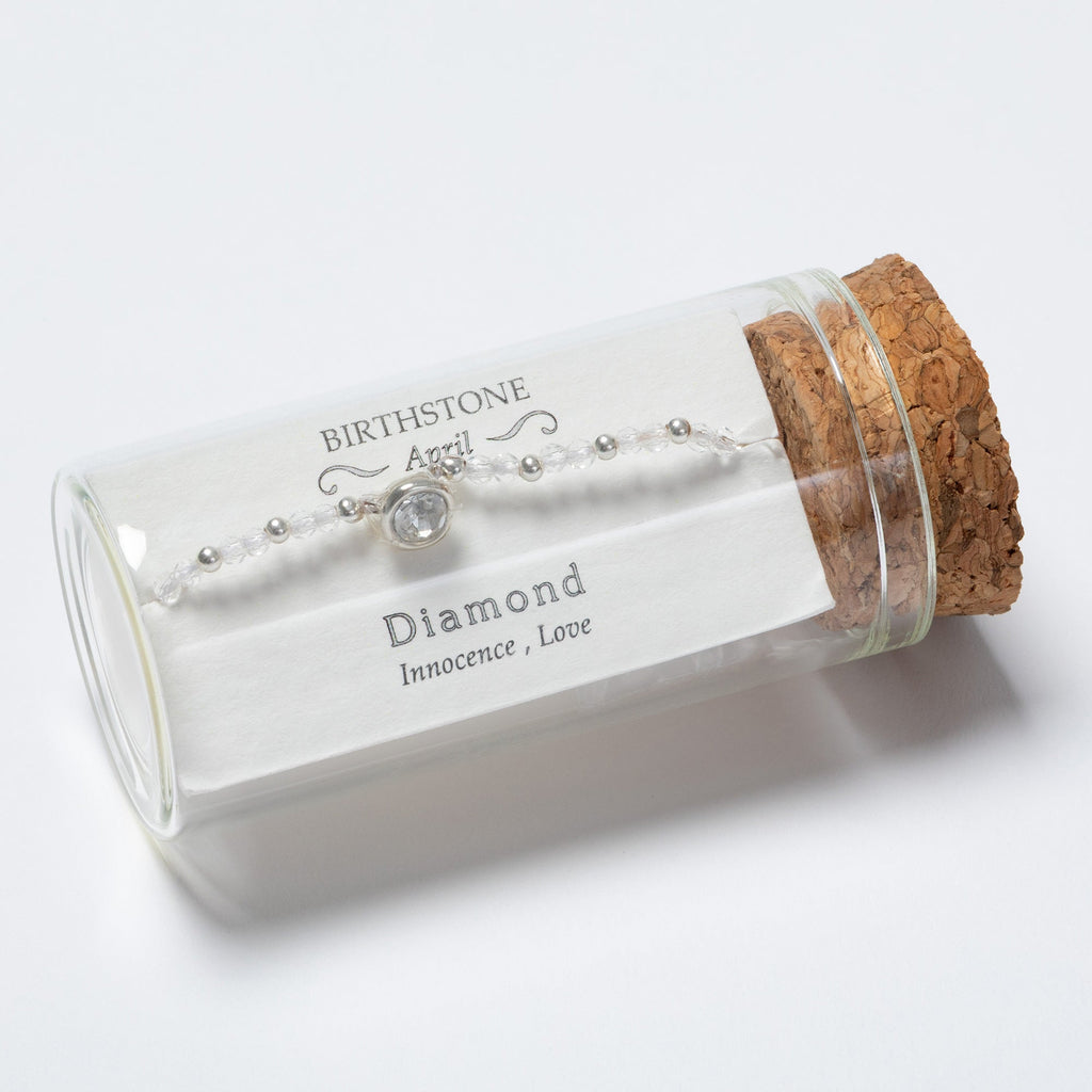 Positive Message in a Bottle Birthstone Bracelet Gift