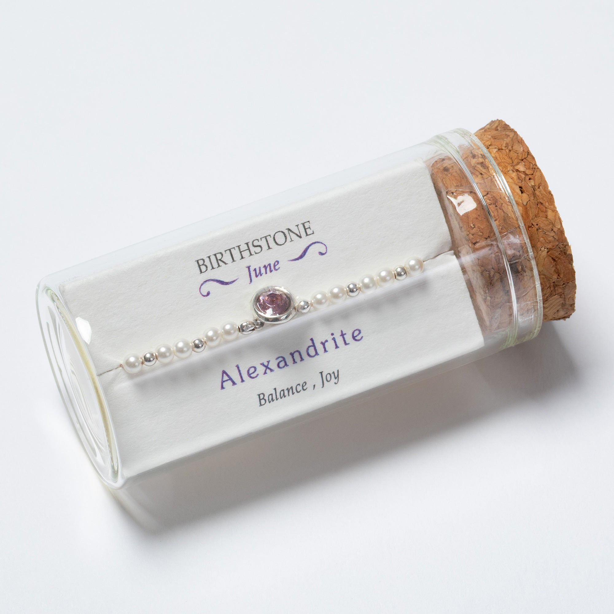 Positive Message in a Bottle Birthstone Bracelet Gift