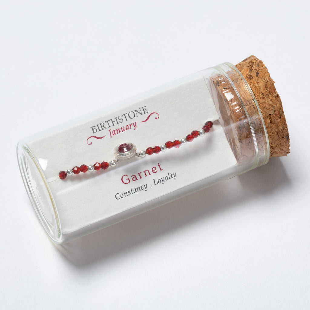 Positive Message in a Bottle Birthstone Bracelet Gift