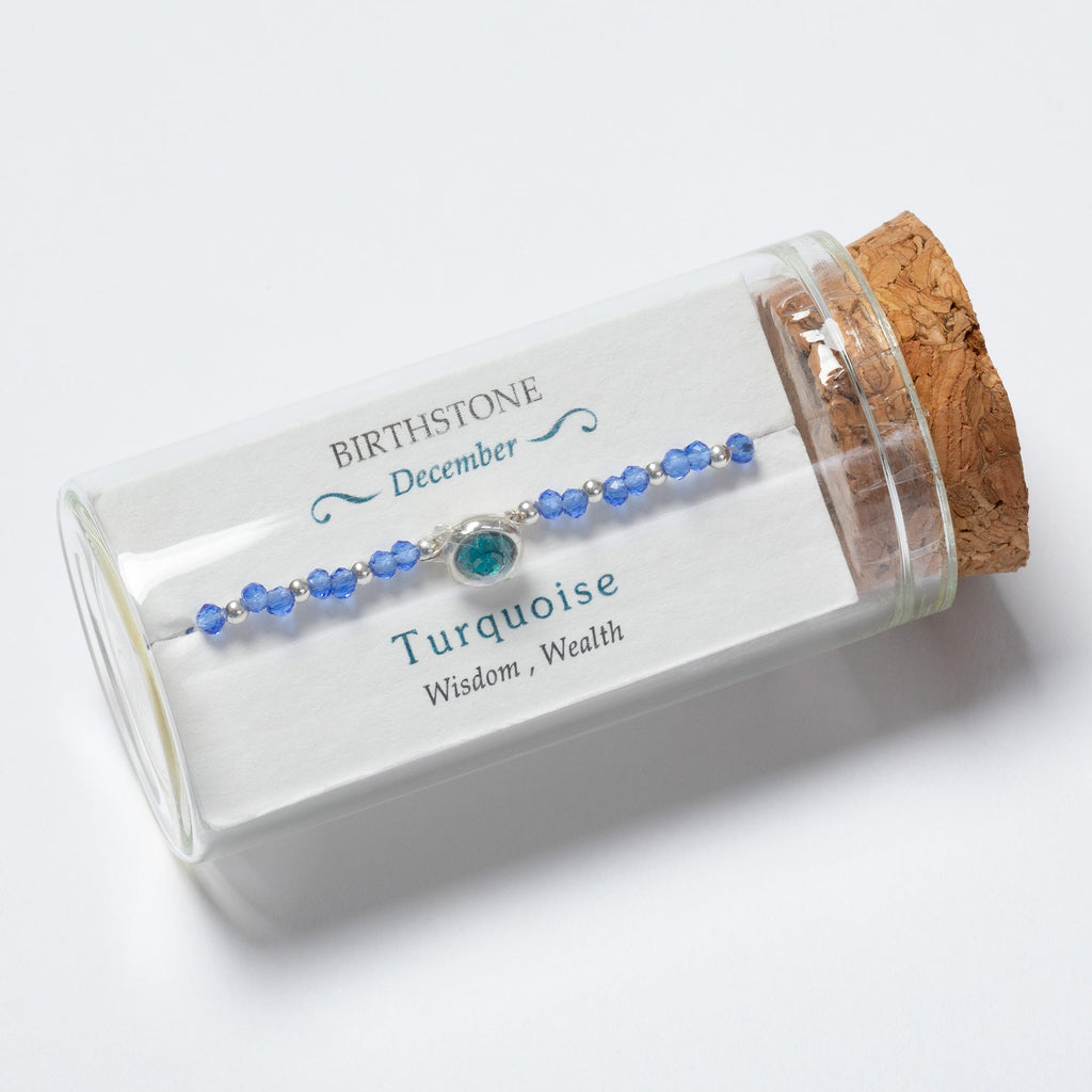 Positive Message in a Bottle Birthstone Bracelet Gift