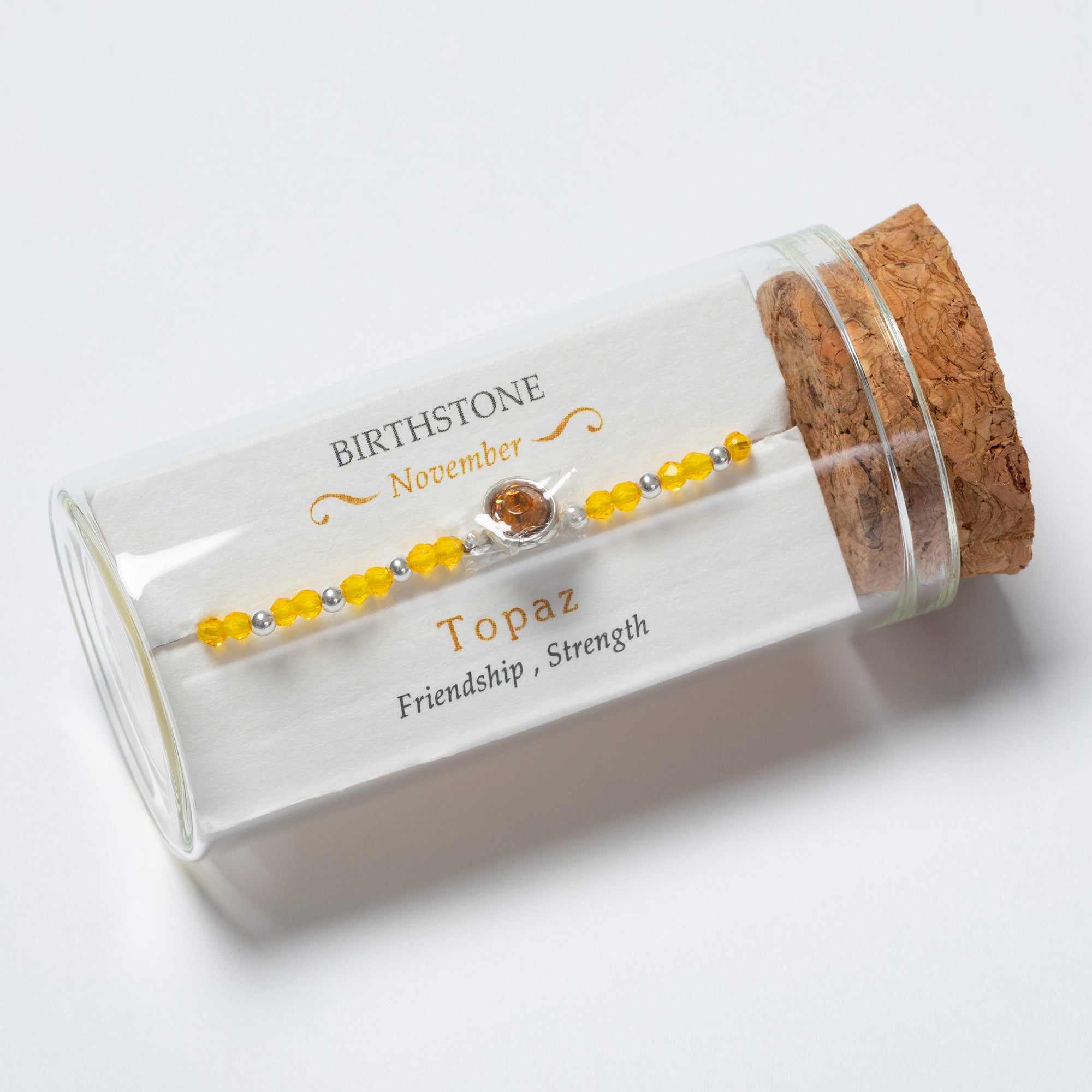Positive Message in a Bottle Birthstone Bracelet Gift