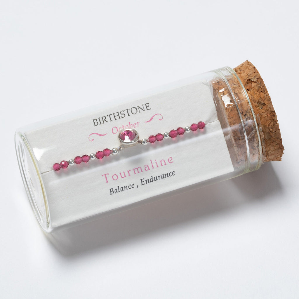 Positive Message in a Bottle Birthstone Bracelet Gift