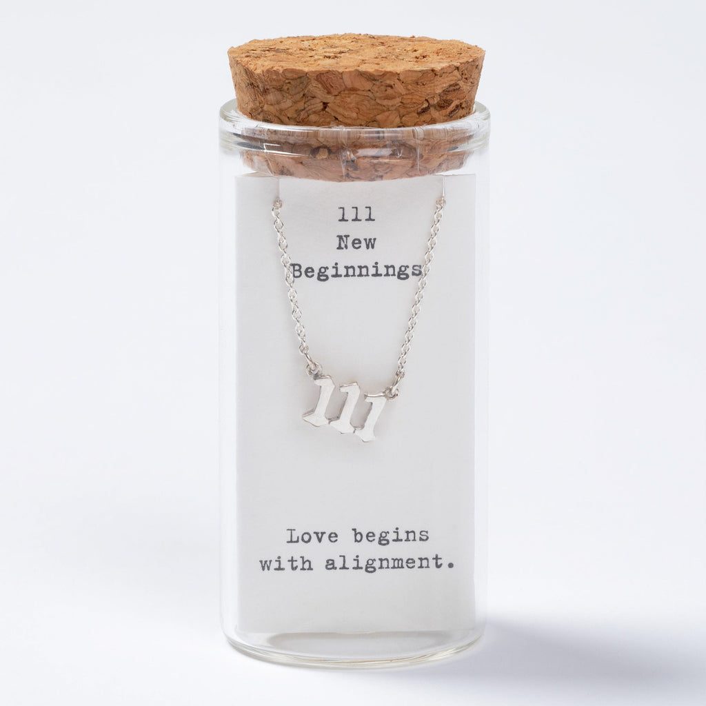 Sterling Angel Number Necklace in a Bottle Gift