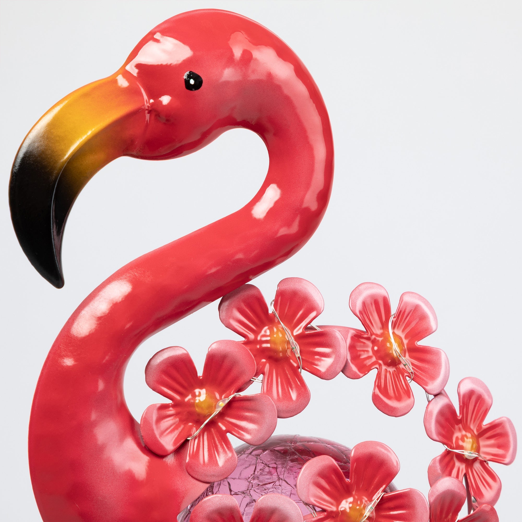 Lighted Solar Flamingo Garden Stake | Metal Flower Outdoor Decoration