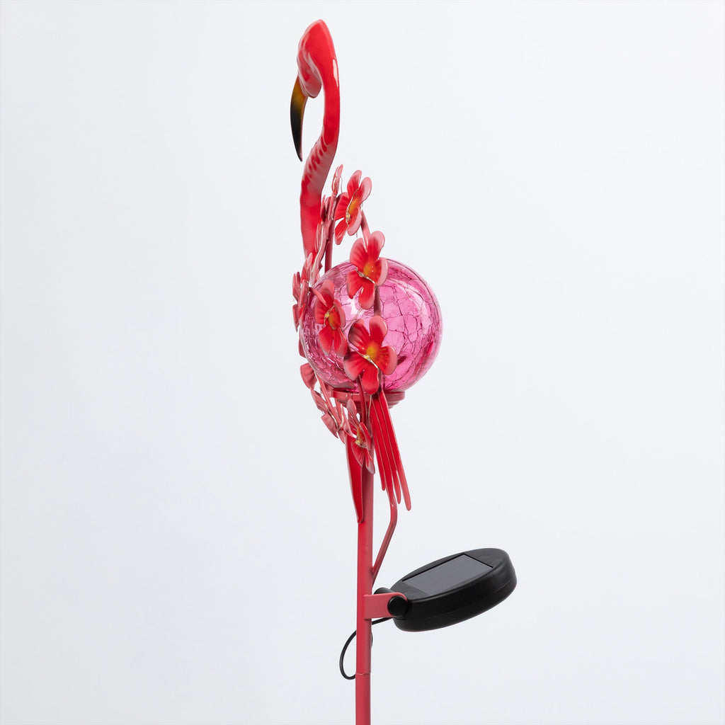 Lighted Solar Flamingo Garden Stake | Metal Flower Outdoor Decoration