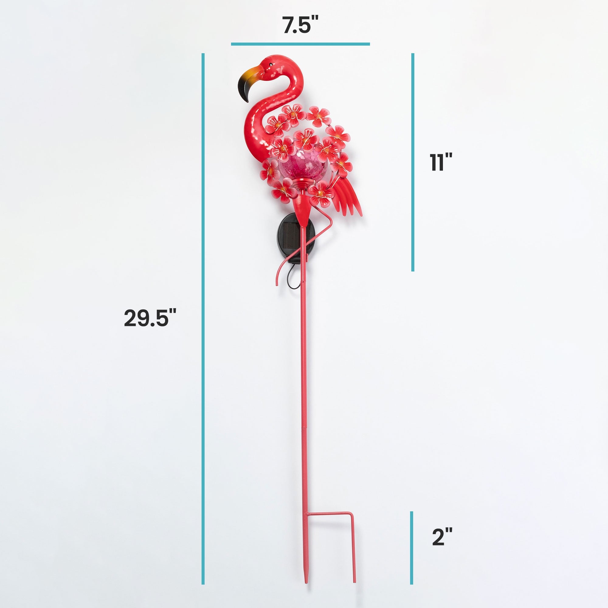 Lighted Solar Flamingo Garden Stake | Metal Flower Outdoor Decoration