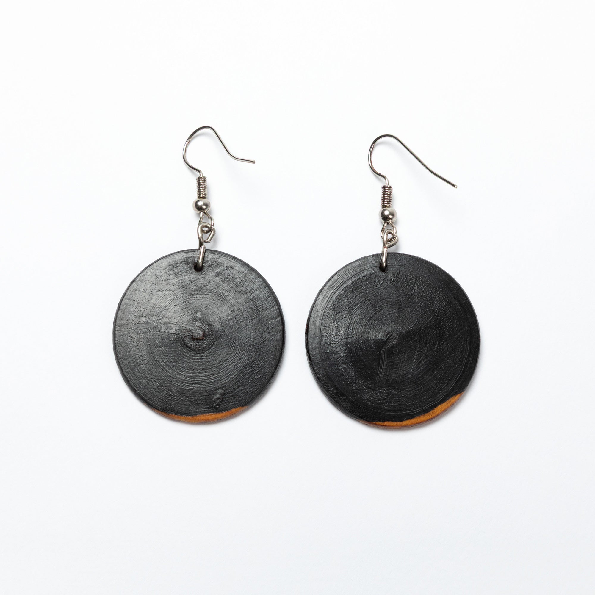 Handmade Zimbabwe Wood Disc Earrings | Sapwood & Hardwood Earrings
