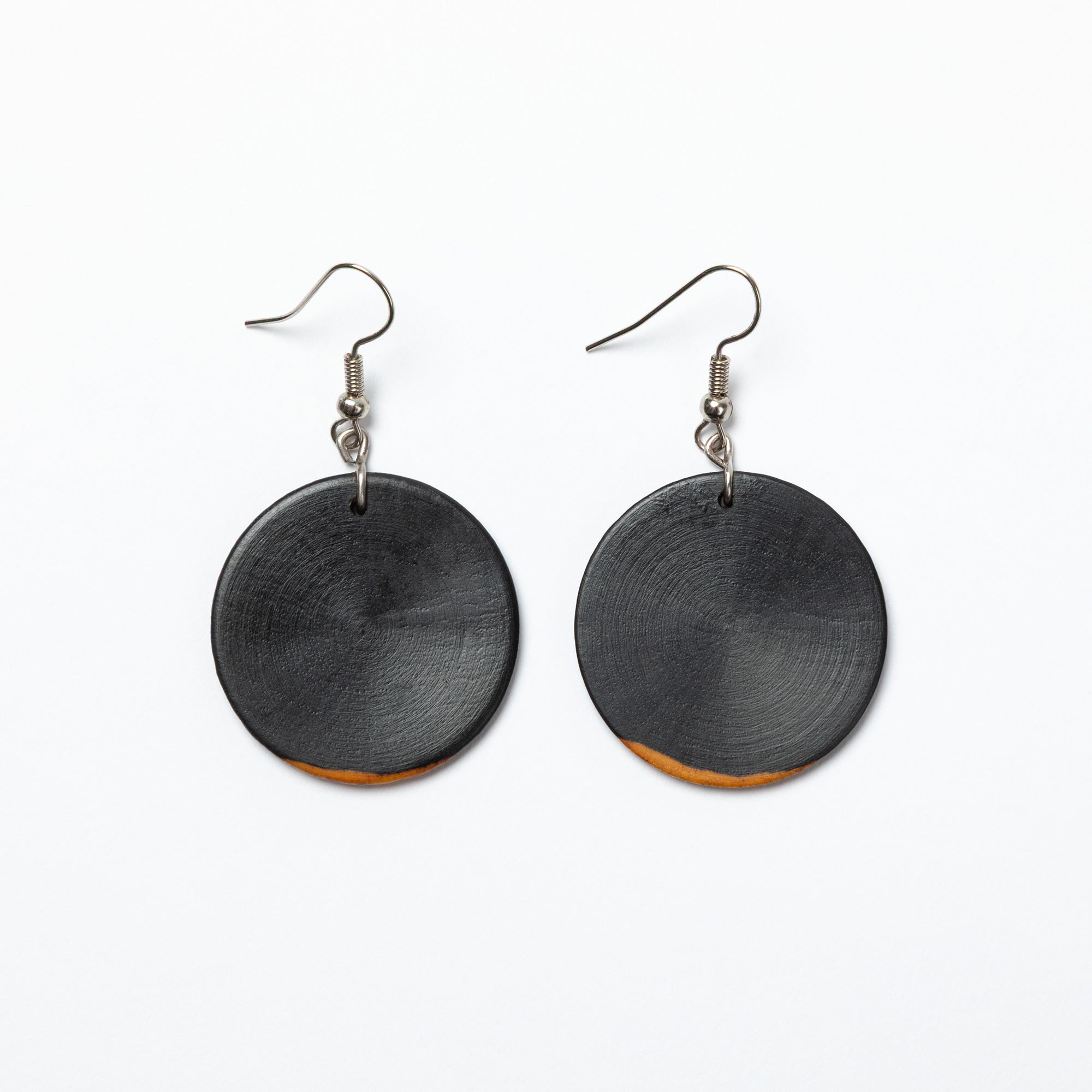 Handmade Zimbabwe Wood Disc Earrings | Sapwood & Hardwood Earrings