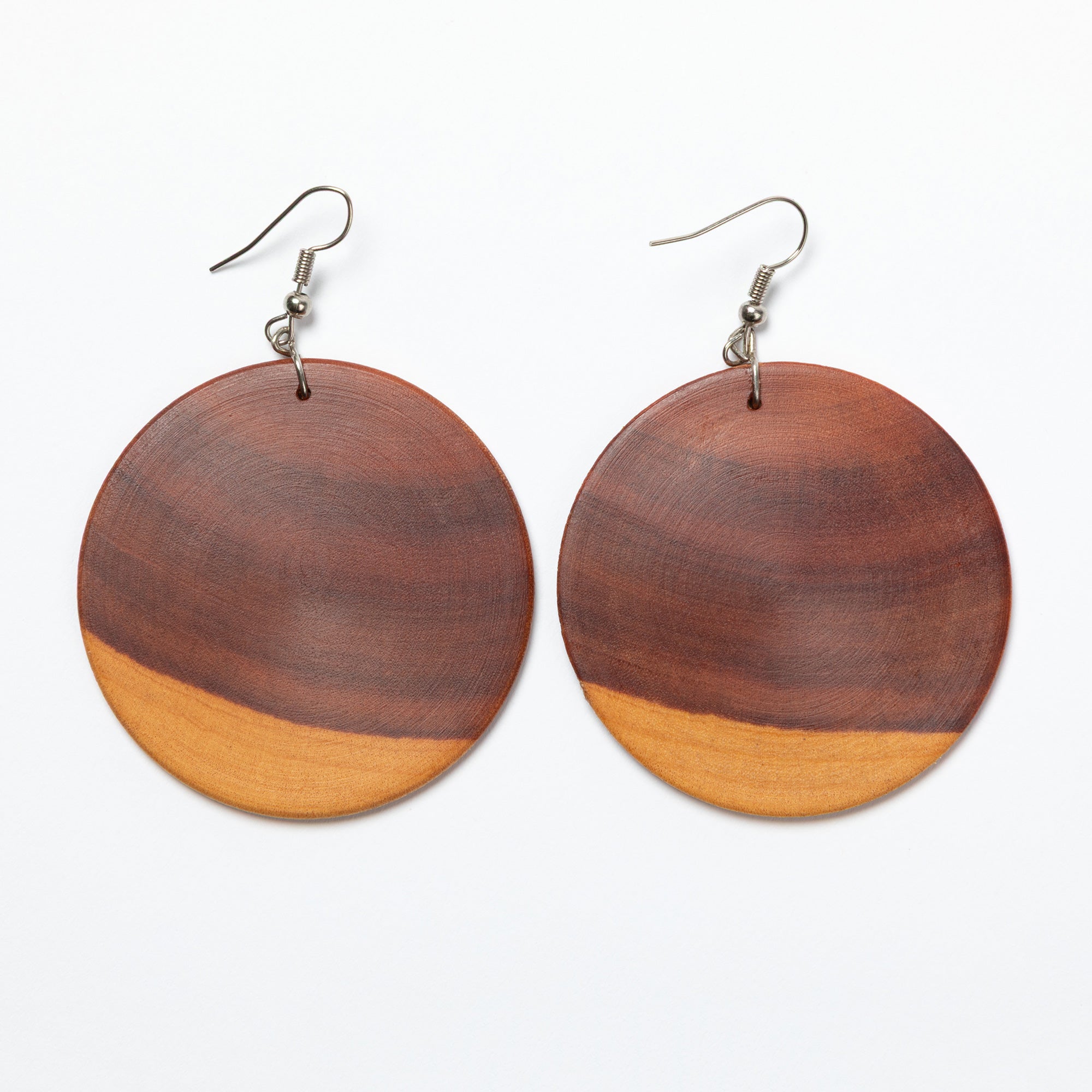 Handmade Zimbabwe Wood Disc Earrings | Sapwood & Hardwood Earrings