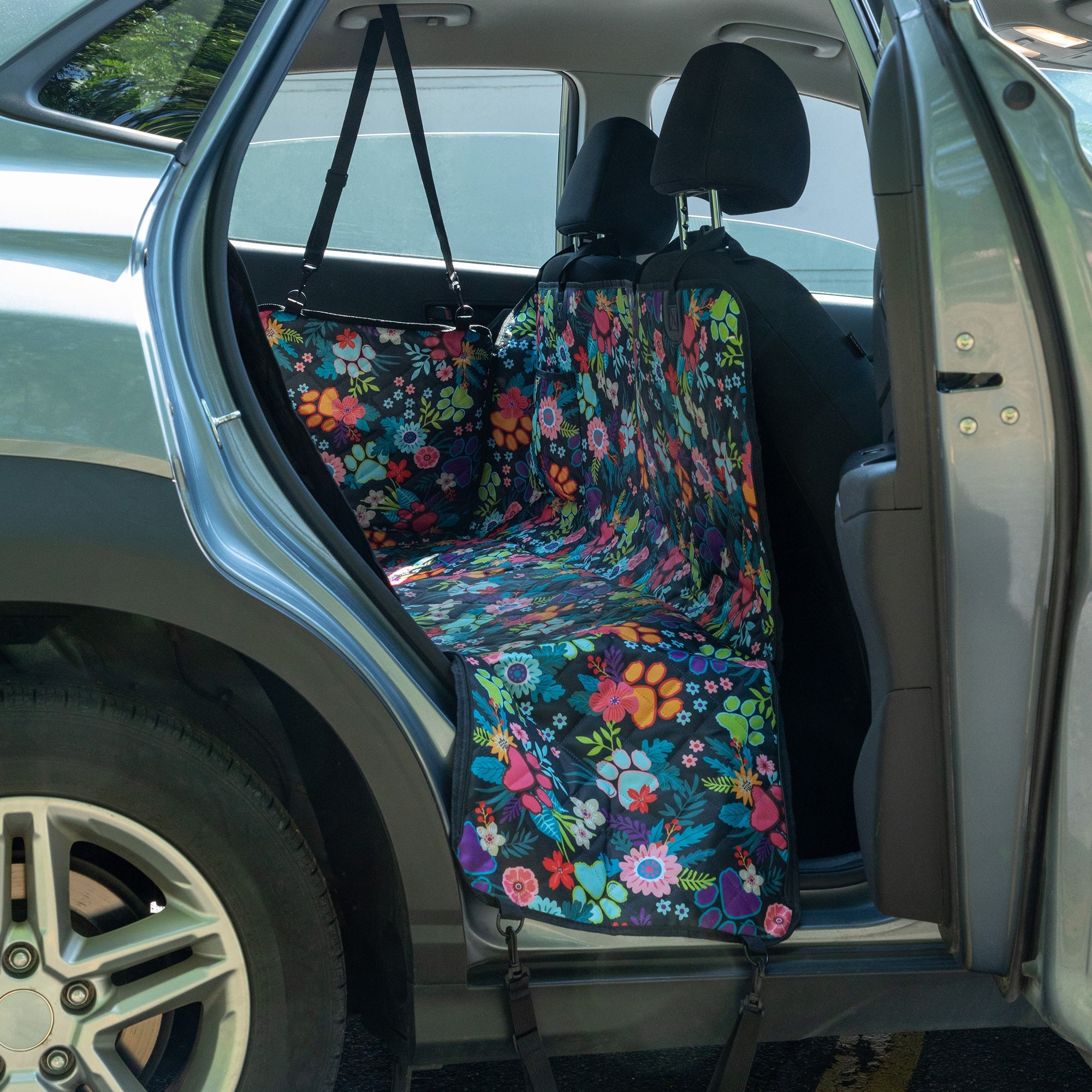 Waterproof Paw Print Car Seat Cover Hammock | Scratch Proof, Non-Slip Back Seat Protector