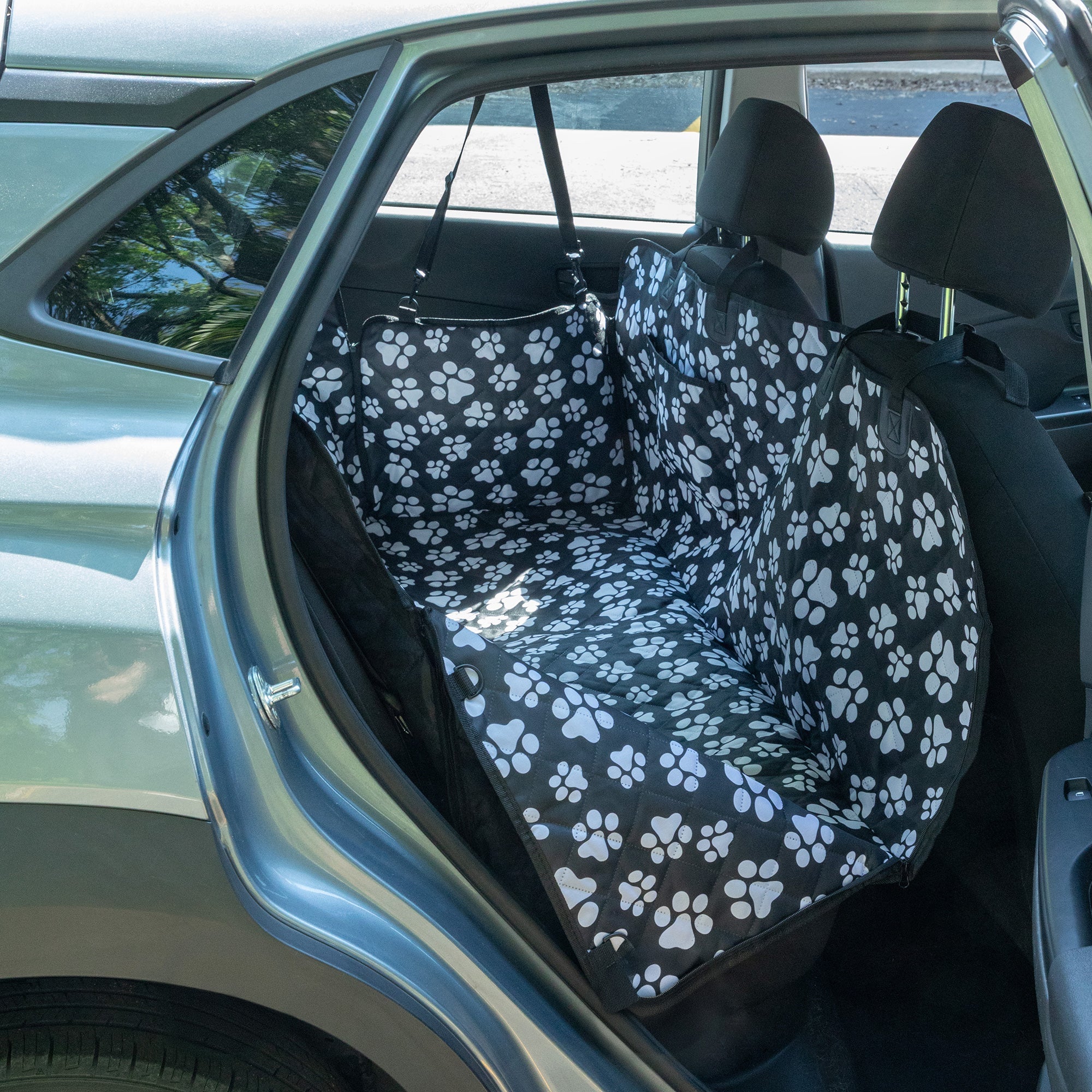 Waterproof Paw Print Car Seat Cover Hammock | Scratch Proof, Non-Slip Back Seat Protector