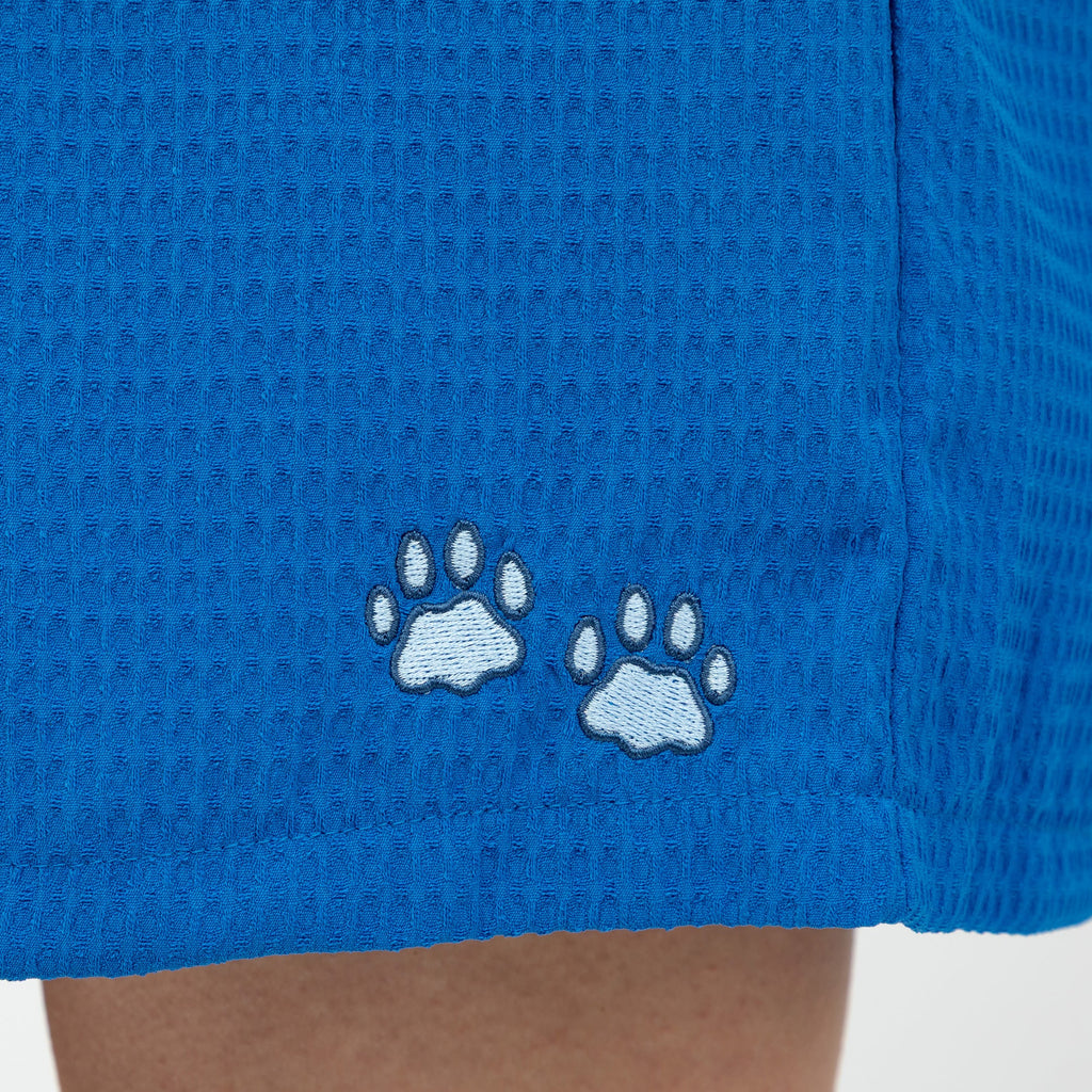 Embroidered Paw Print Waffle Knit Shorts with Pockets