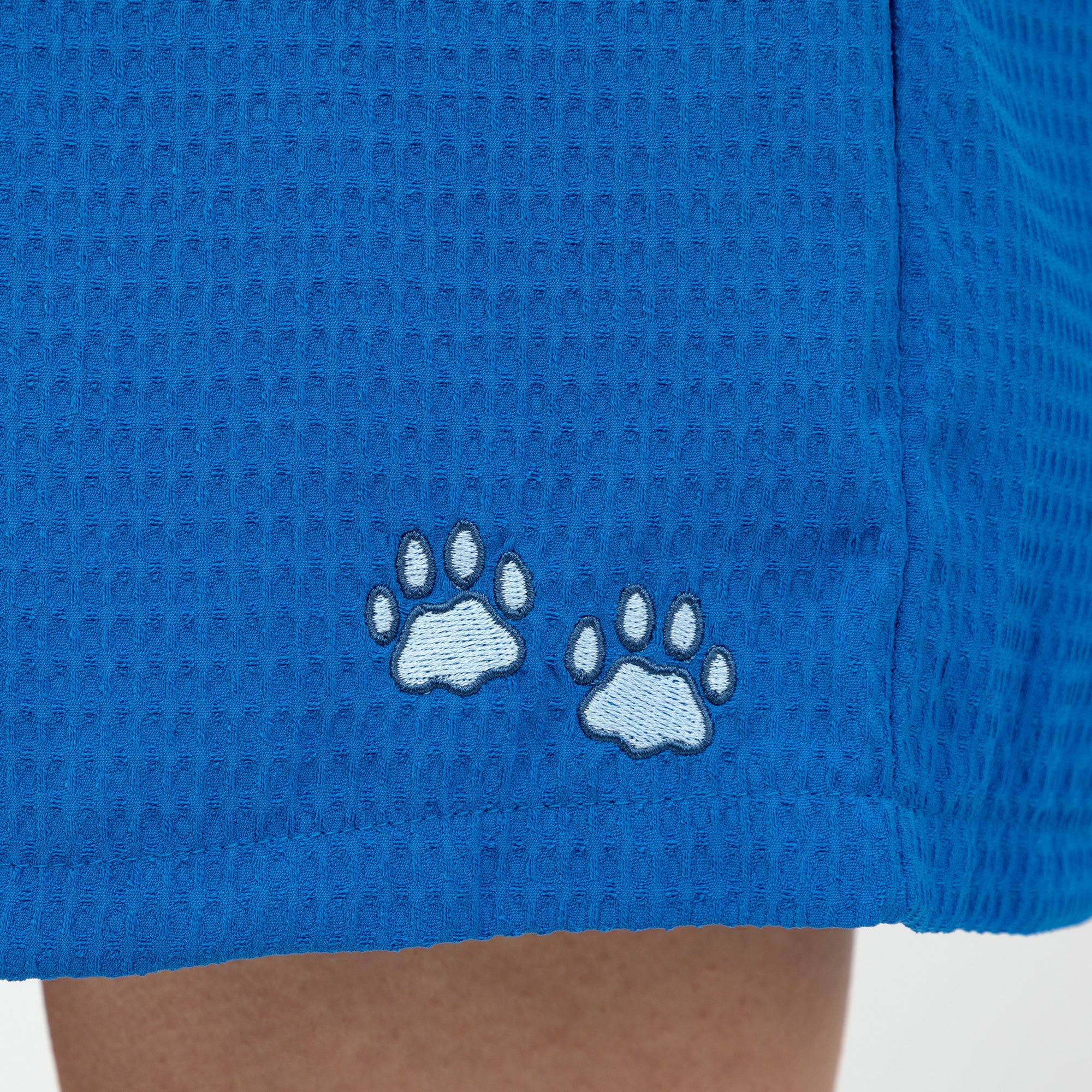 Embroidered Paw Print Waffle Knit Shorts with Pockets