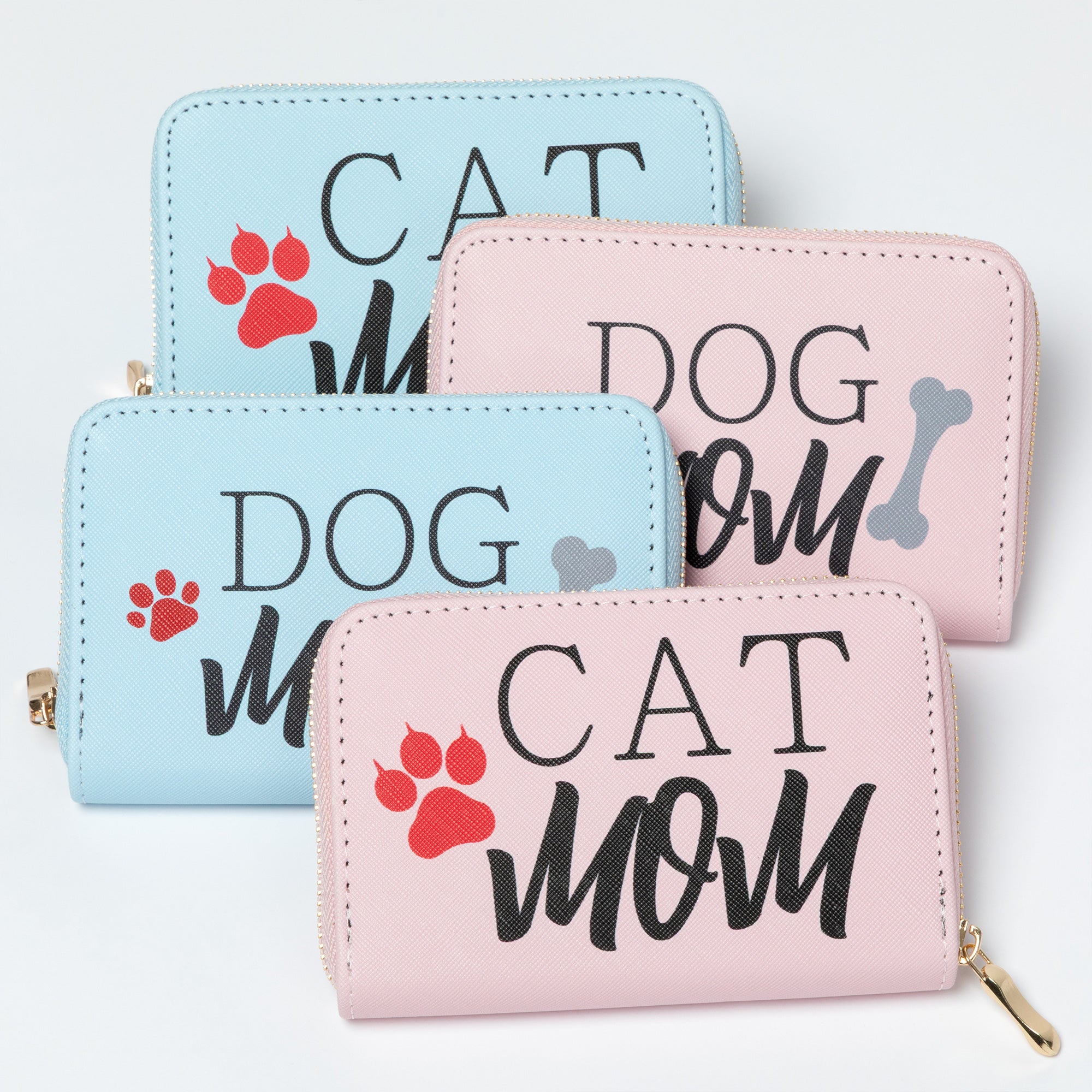 Cat Mom & Dog Mom Faux Leather Zip Around Wallet