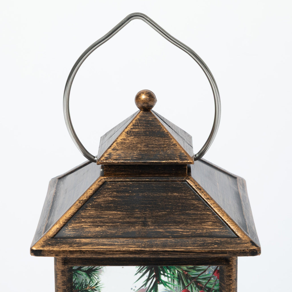 Christmas Cardinal Light Up Lantern | Rechargeable Snow Globe Style Holiday Decoration