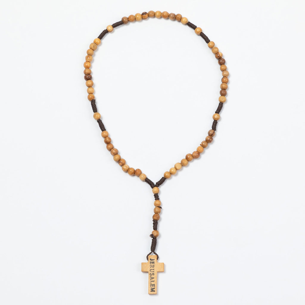 Handmade Olivewood Rosary | Prayer Beads with Embroidered Bag