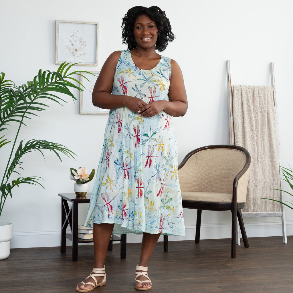Dancing Dragonflies Long Dress | Fair Trade