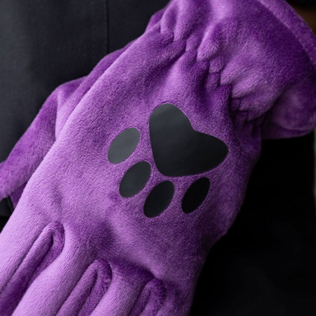 Sherpa Fleece Paw Print Touch Screen Gloves