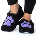 Sherpa Fleece Paw Print Slippers with Elastic Heel Strap