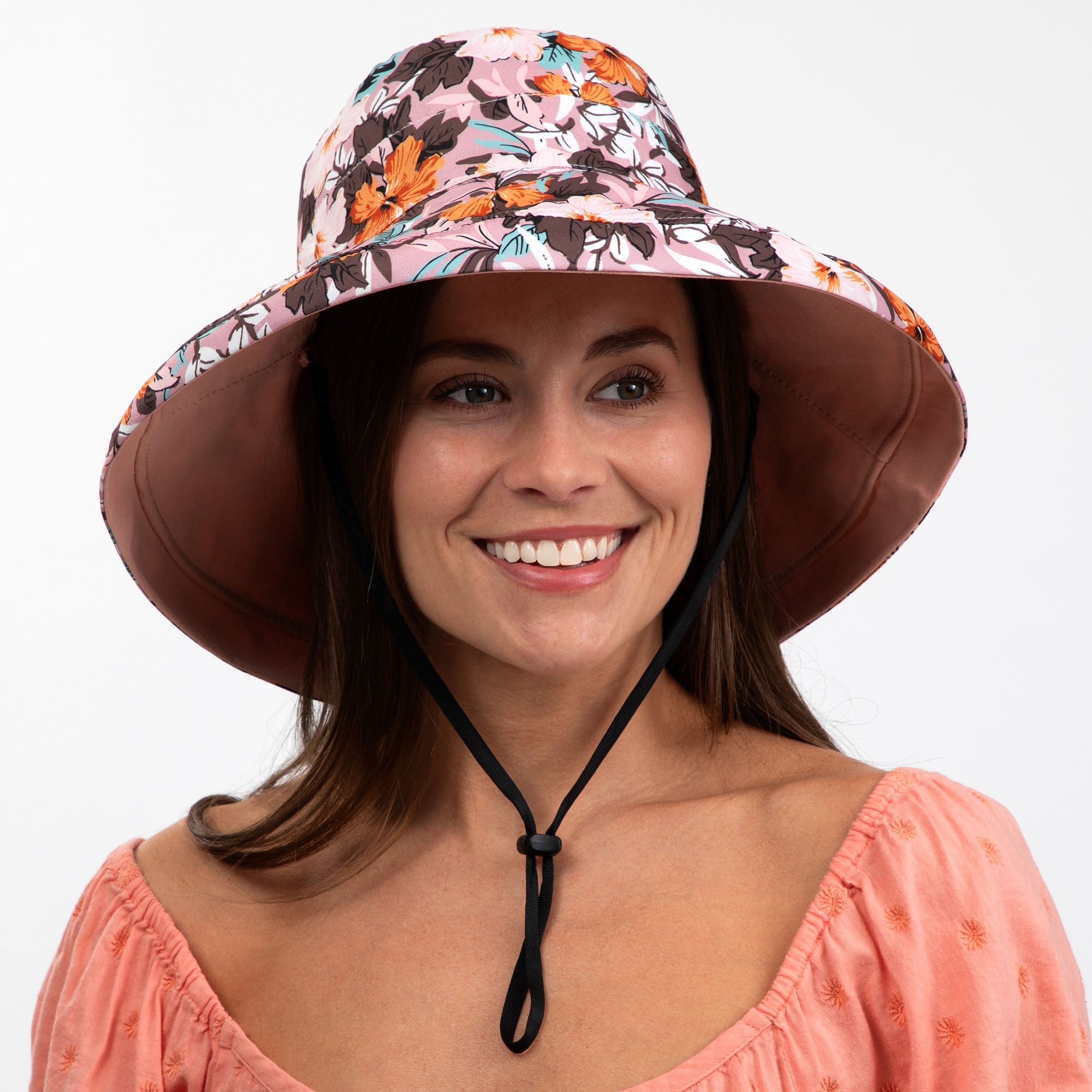 Reversible Paw & Tropical Wide Brim Sun Hat with Adjustable Chin Strap