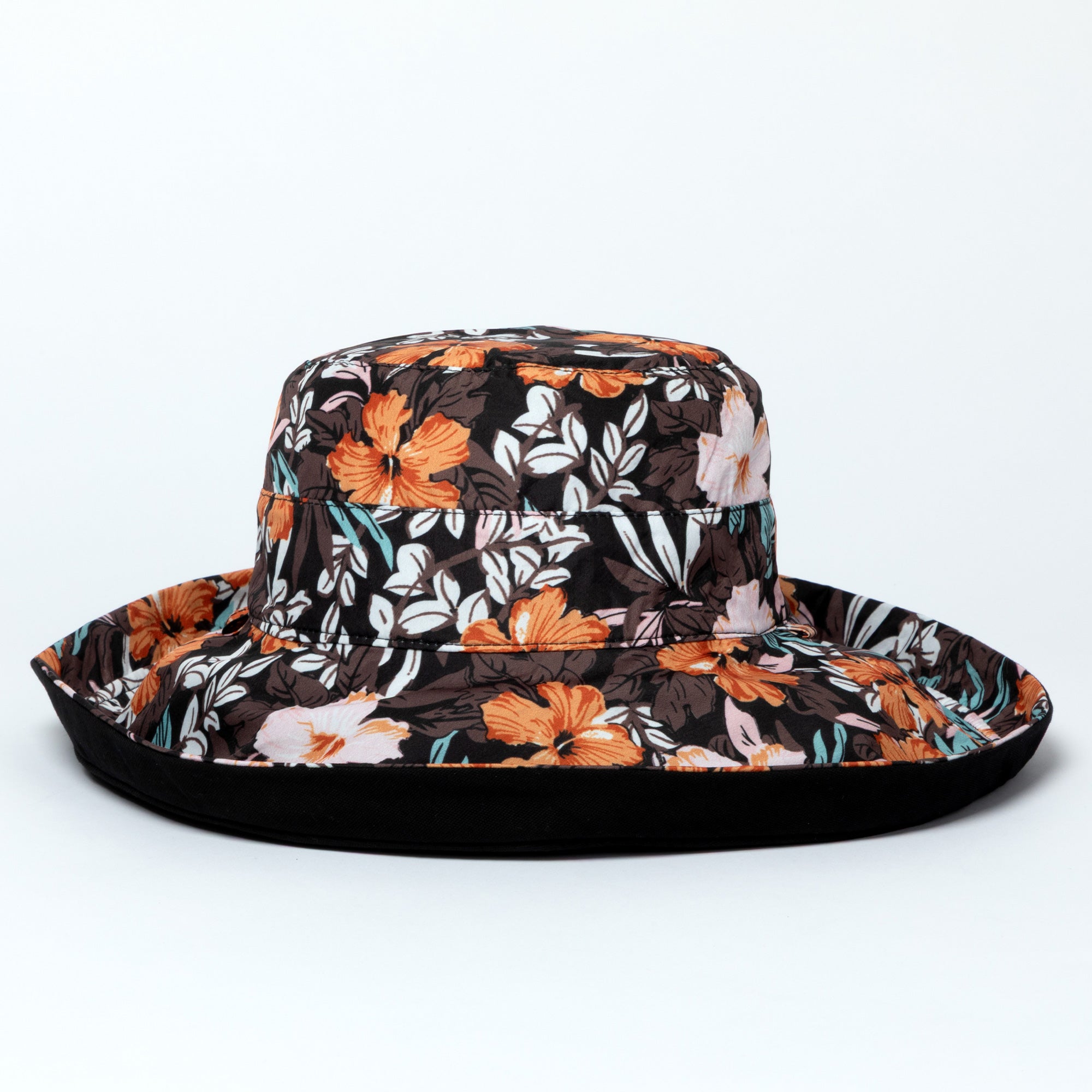 Reversible Paw & Tropical Wide Brim Sun Hat with Adjustable Chin Strap