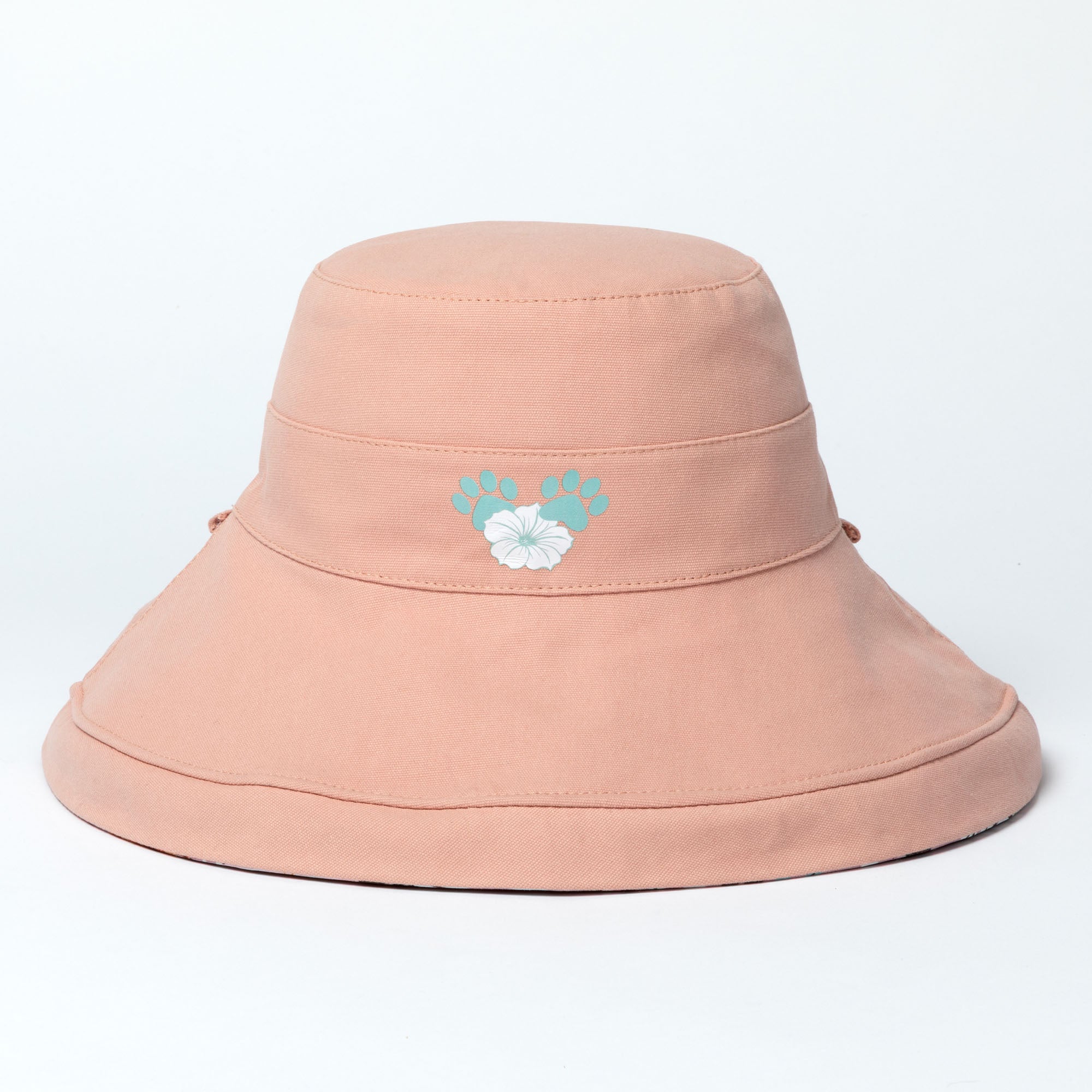 Reversible Paw & Tropical Wide Brim Sun Hat with Adjustable Chin Strap