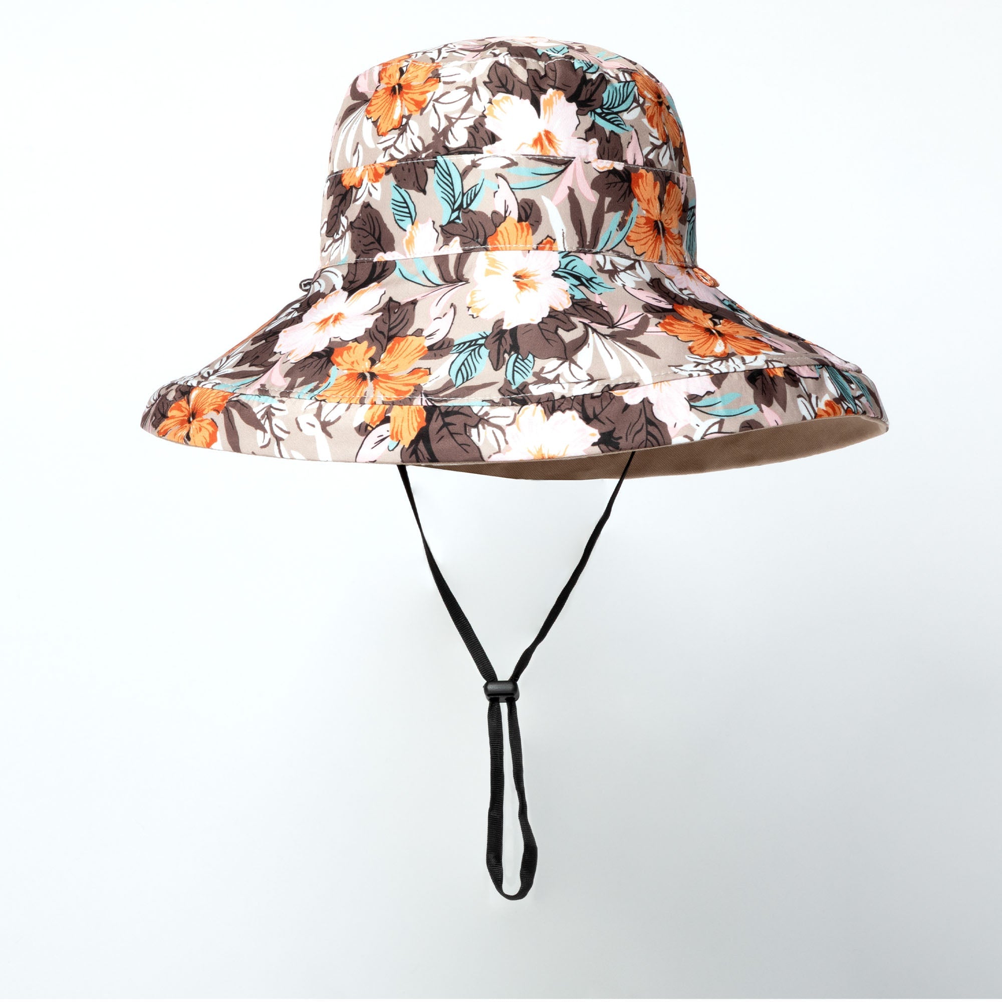 Reversible Paw & Tropical Wide Brim Sun Hat with Adjustable Chin Strap