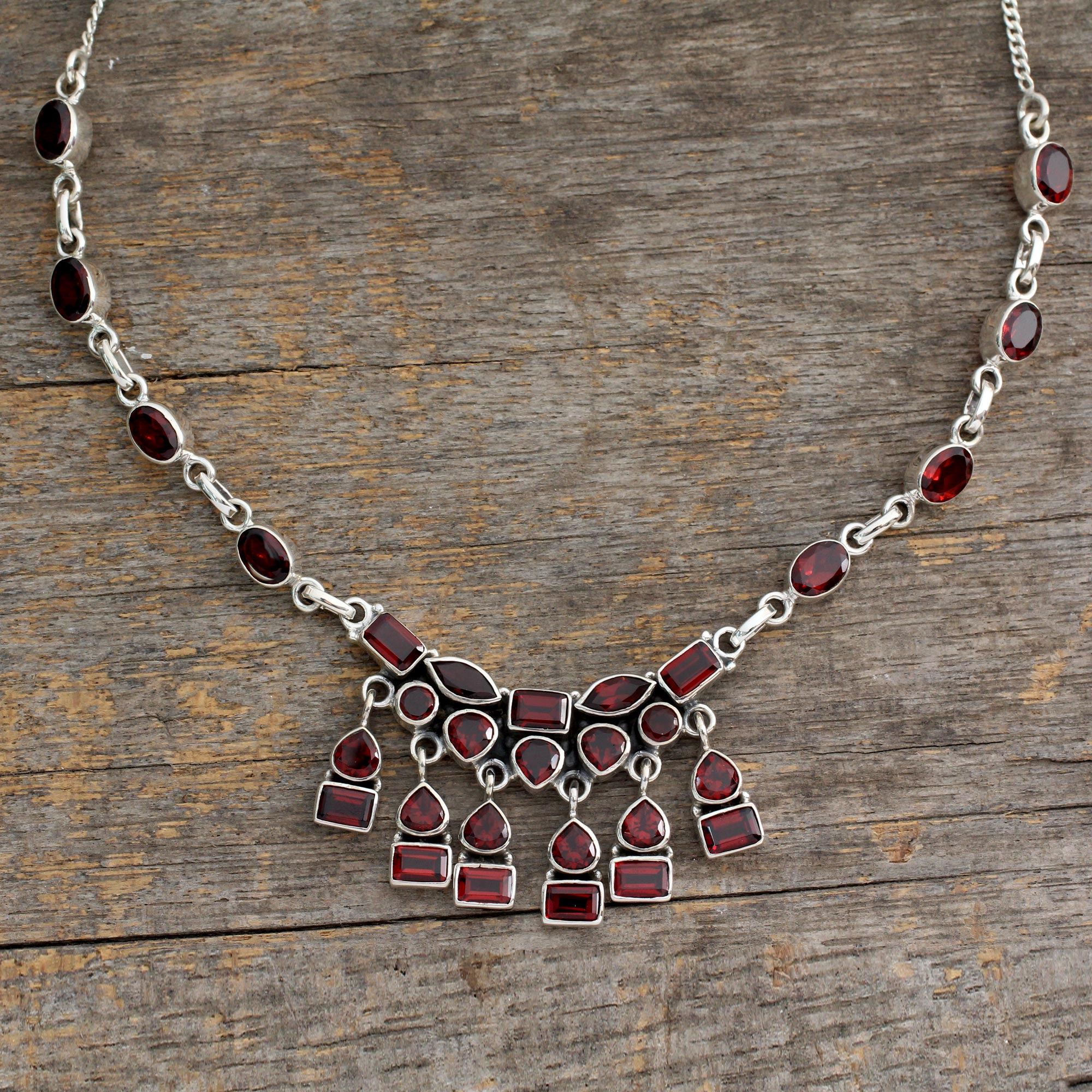 Queen of India Garnet Pendant Necklace