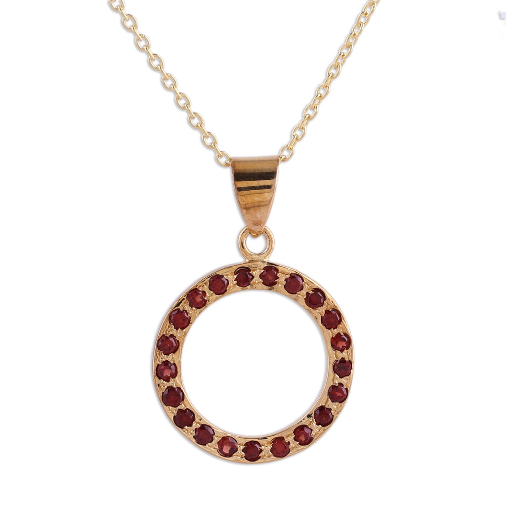 Cycle of Life Garnet & Gold Plated Sterling Silver Necklace
