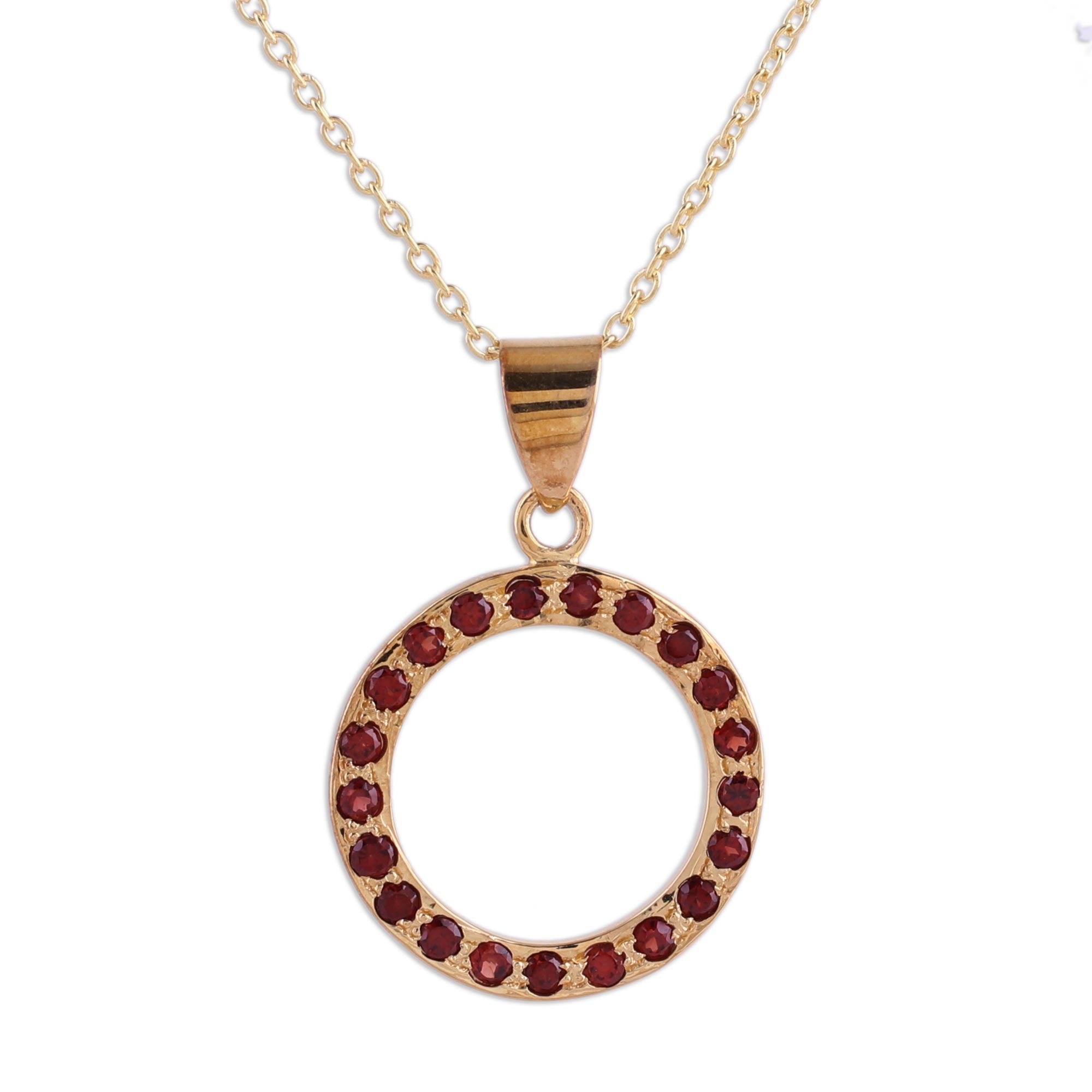 Cycle of Life Garnet & Gold Plated Sterling Silver Necklace