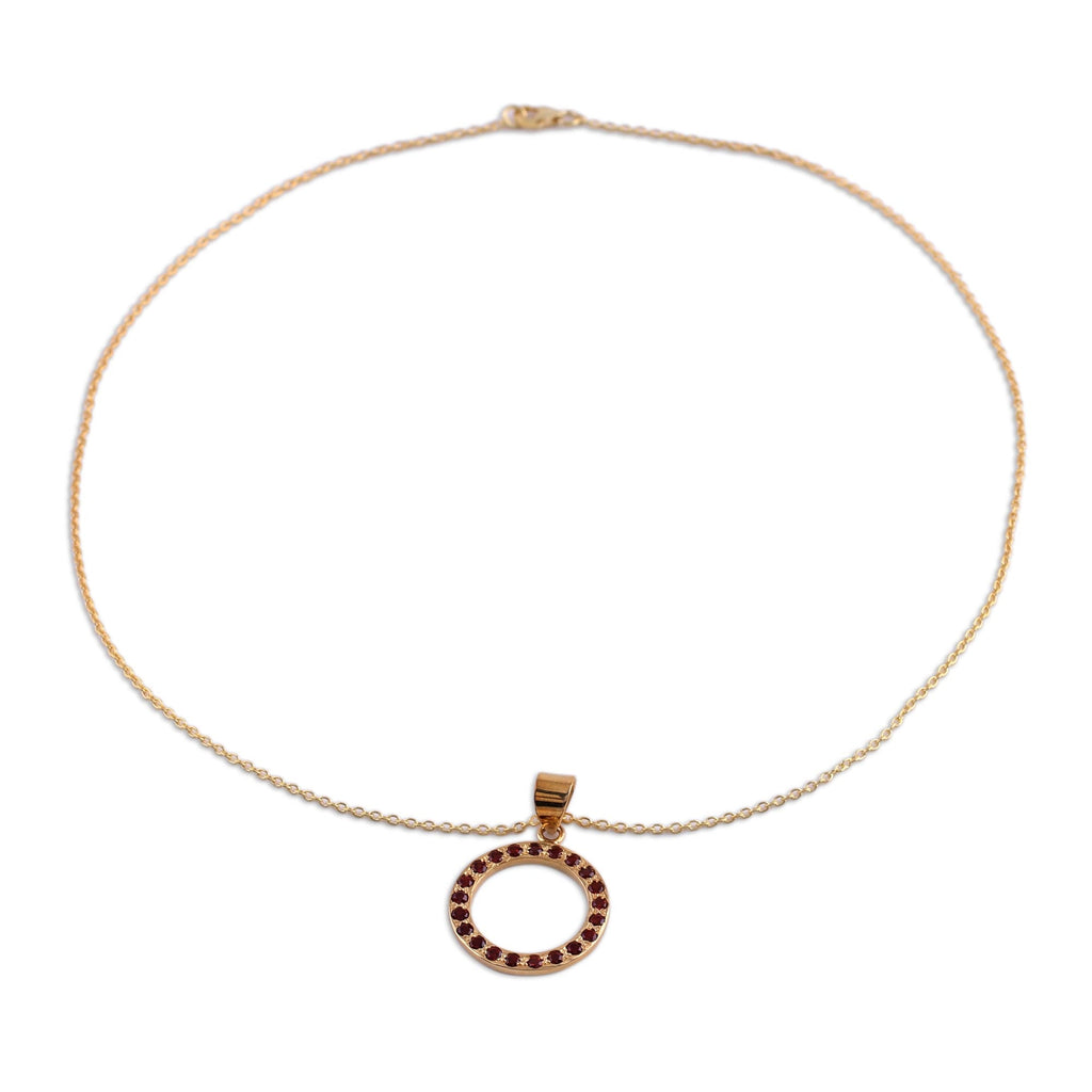 Cycle of Life Garnet & Gold Plated Sterling Silver Necklace