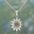 Sunflower Citrine & Silver Pendant Necklace