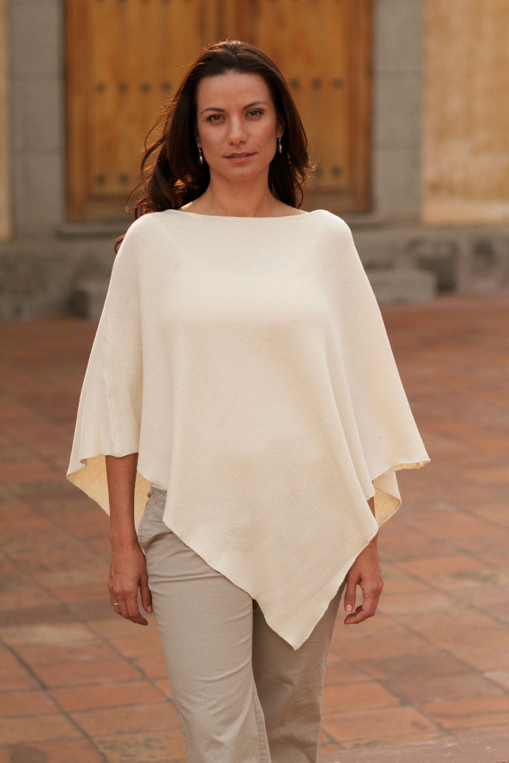 Ivory Grace Cotton Hand Made Poncho