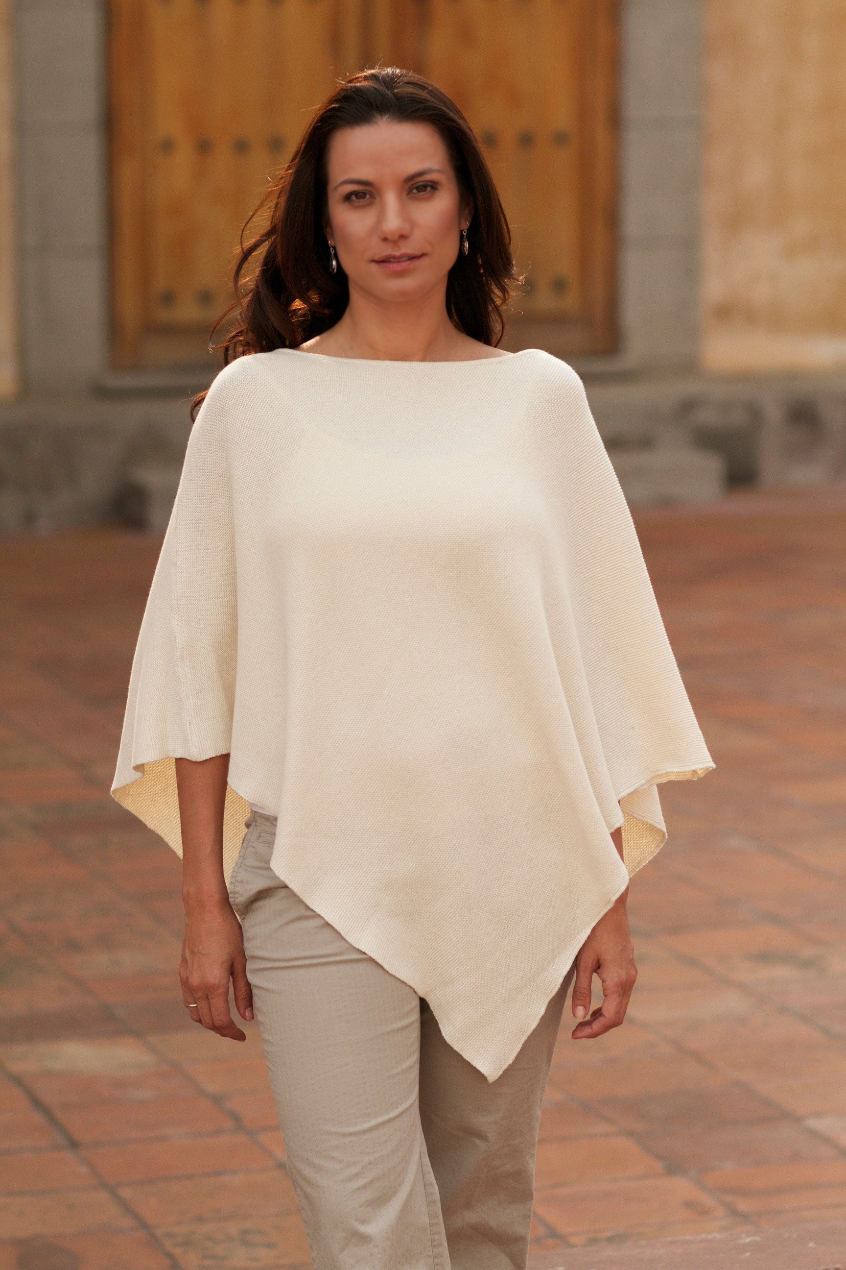 Ivory Grace Cotton Hand Made Poncho