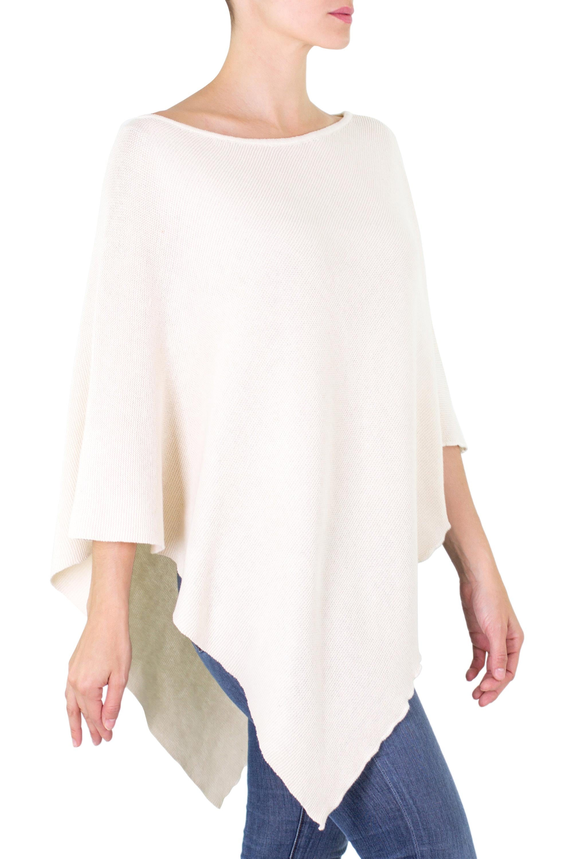 Ivory Grace Cotton Hand Made Poncho