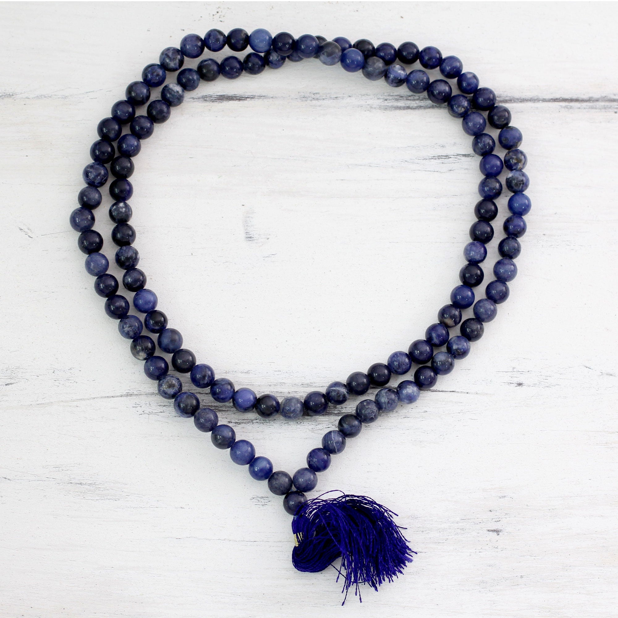 Pray Sodalite Japa Mala Beaded Prayer Necklace