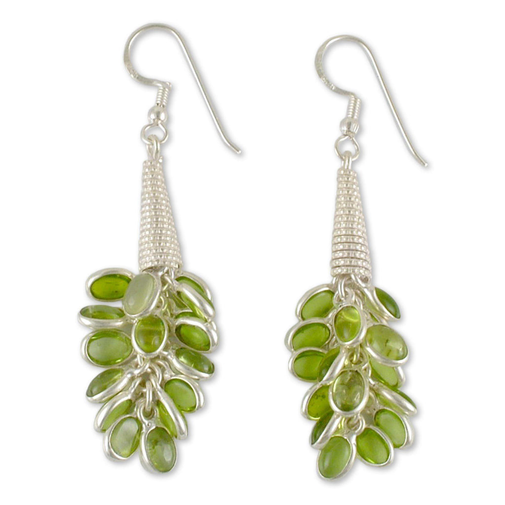 Peridot & Sterling Silver Cluster Earrings